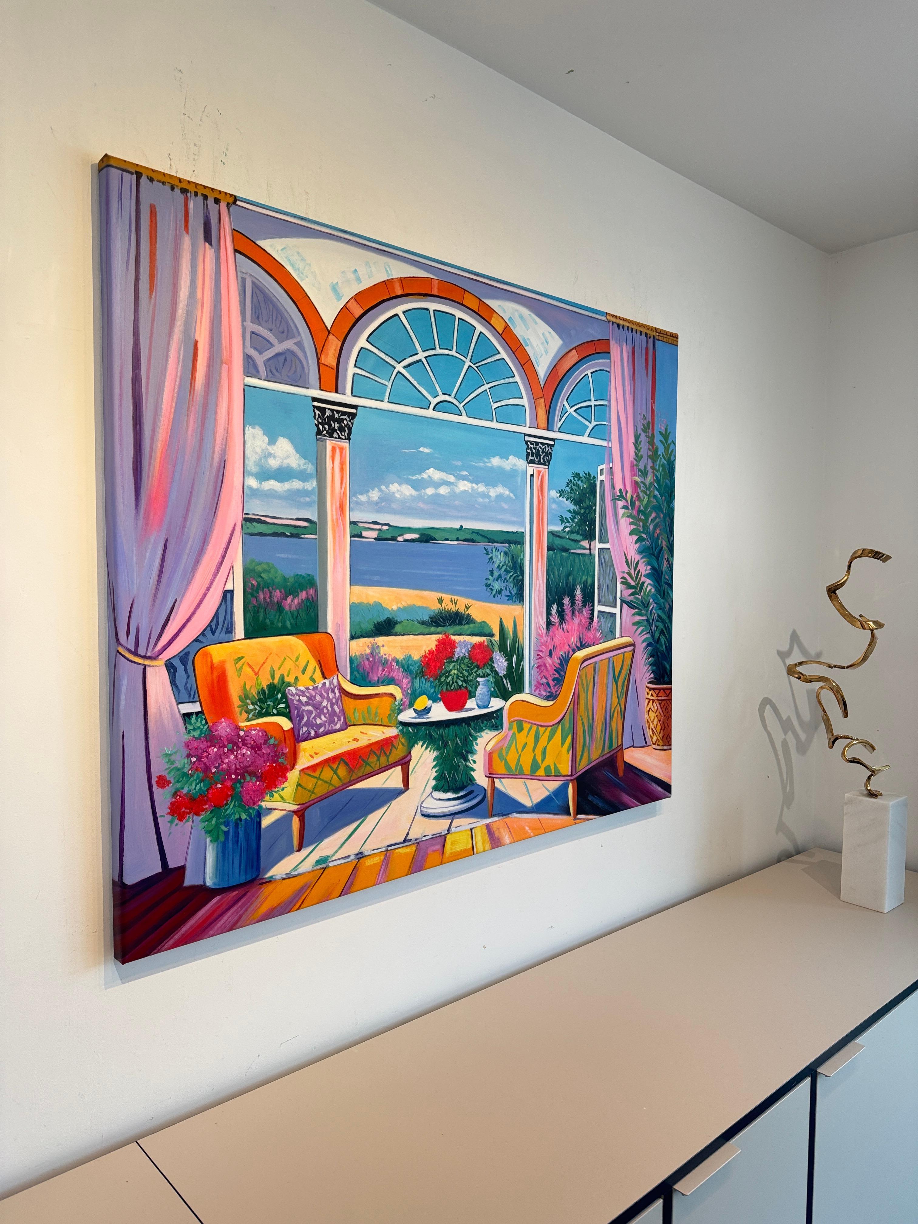 Echos eines Sommergesprächs- B.Schaumann Zeitgenössische Architekturmalerei im Angebot 3