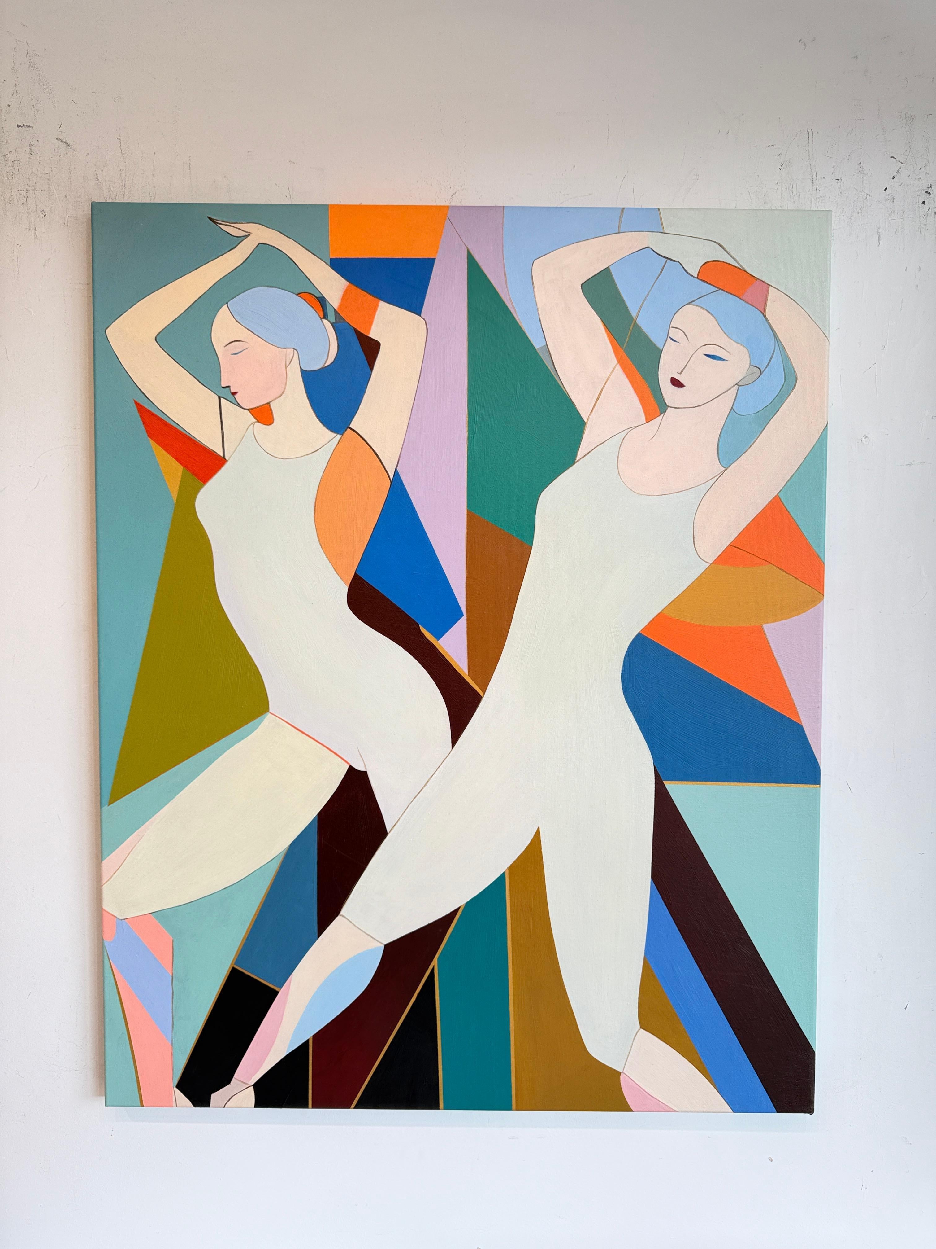 Flowing together by B.Schaumann Contemporary Ballet Dancers Painting For Sale 7
