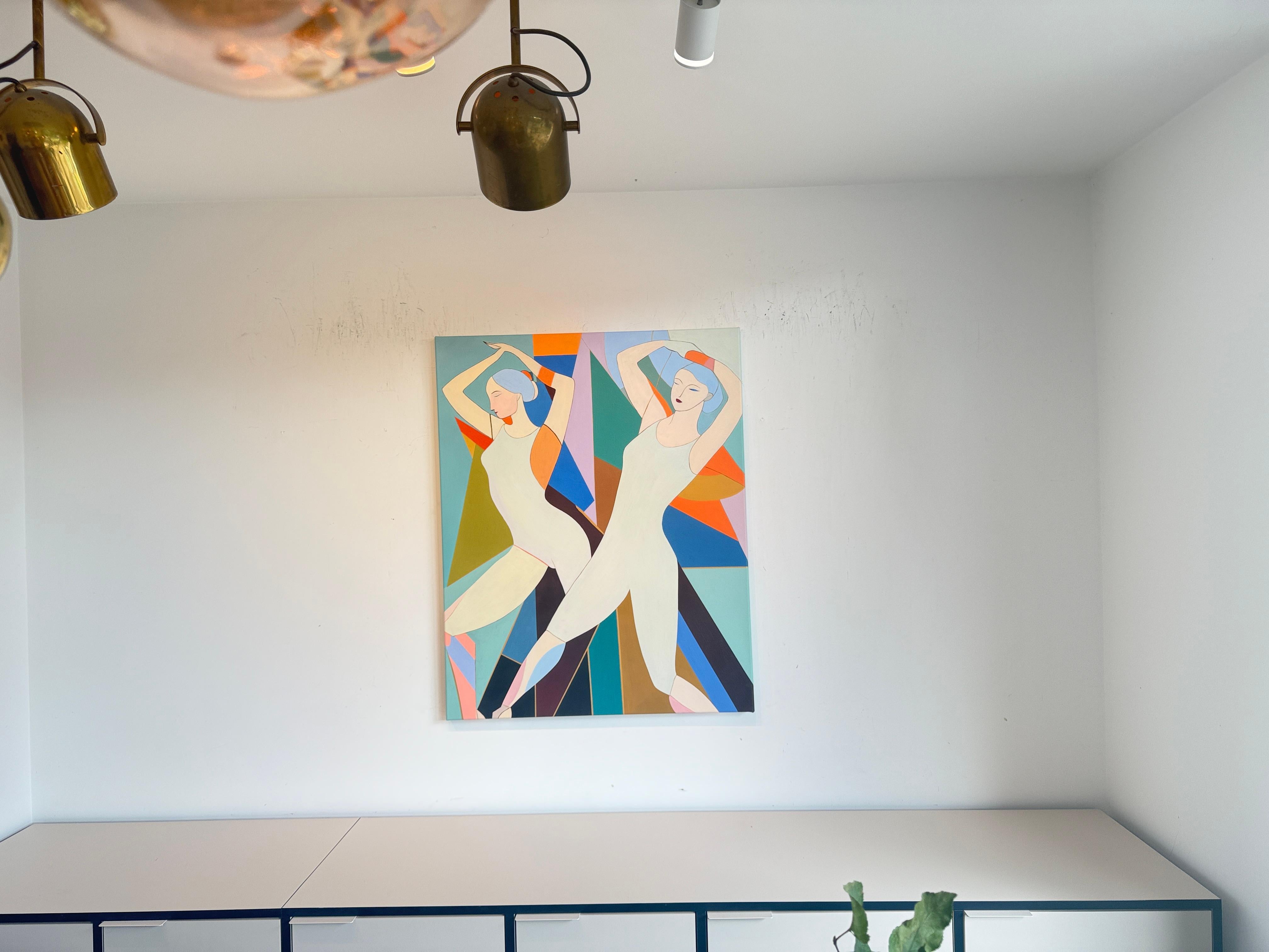 Flowing together by B.Schaumann Contemporary Ballet Dancers Painting For Sale 1
