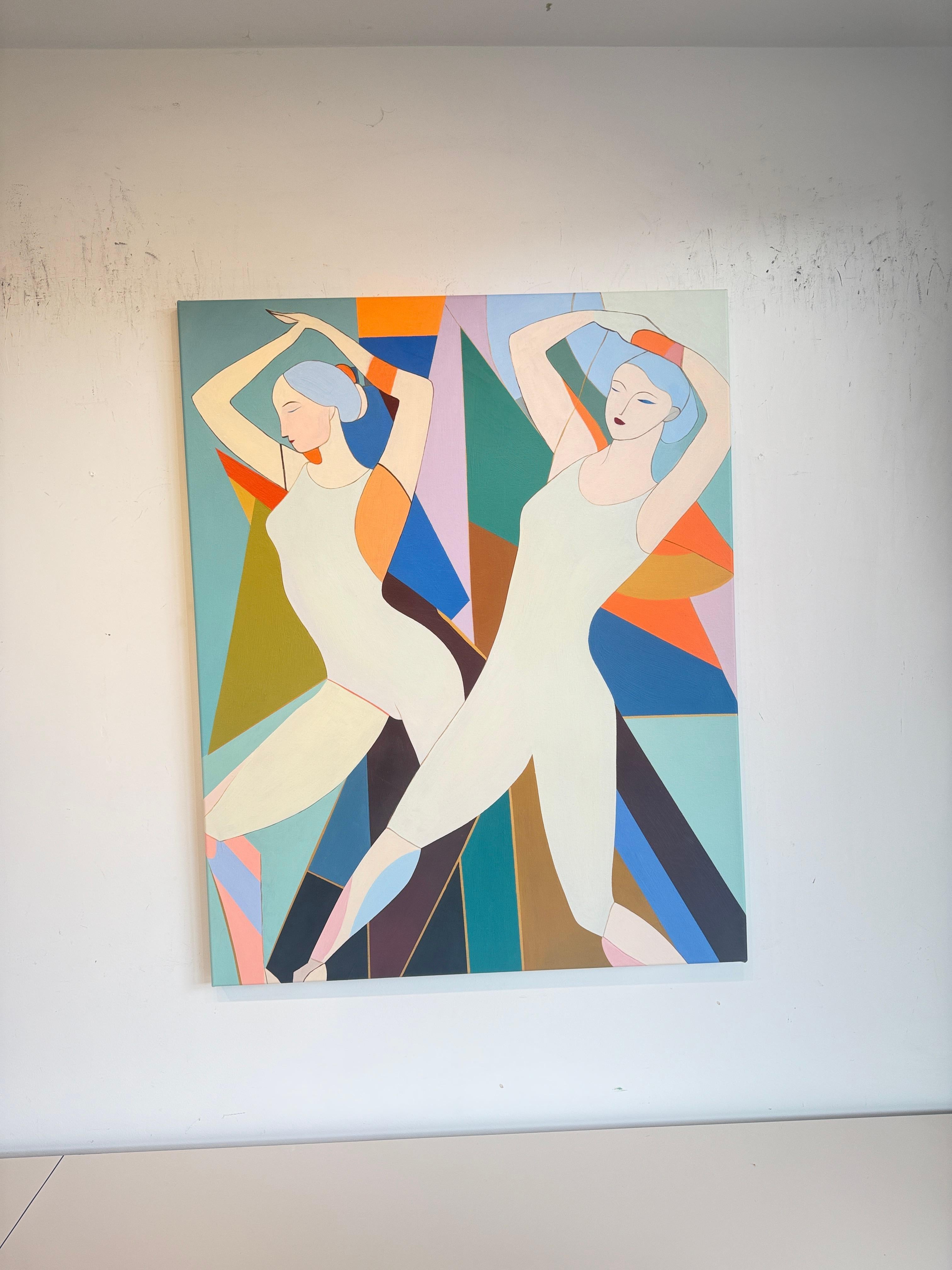 Flowing together by B.Schaumann Contemporary Ballet Dancers Painting For Sale 3