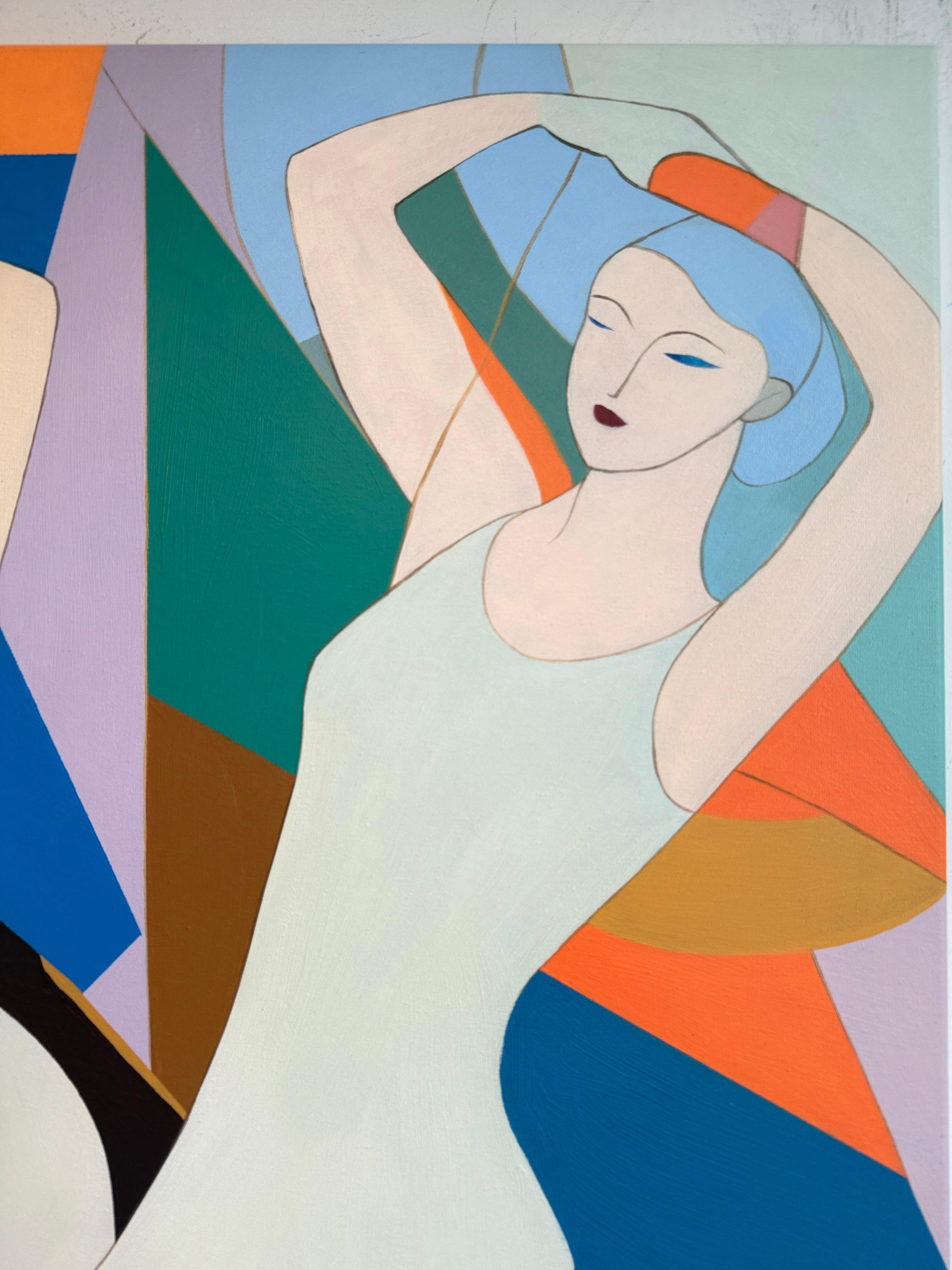 Flowing together by B.Schaumann Contemporary Ballet Dancers Painting For Sale 4