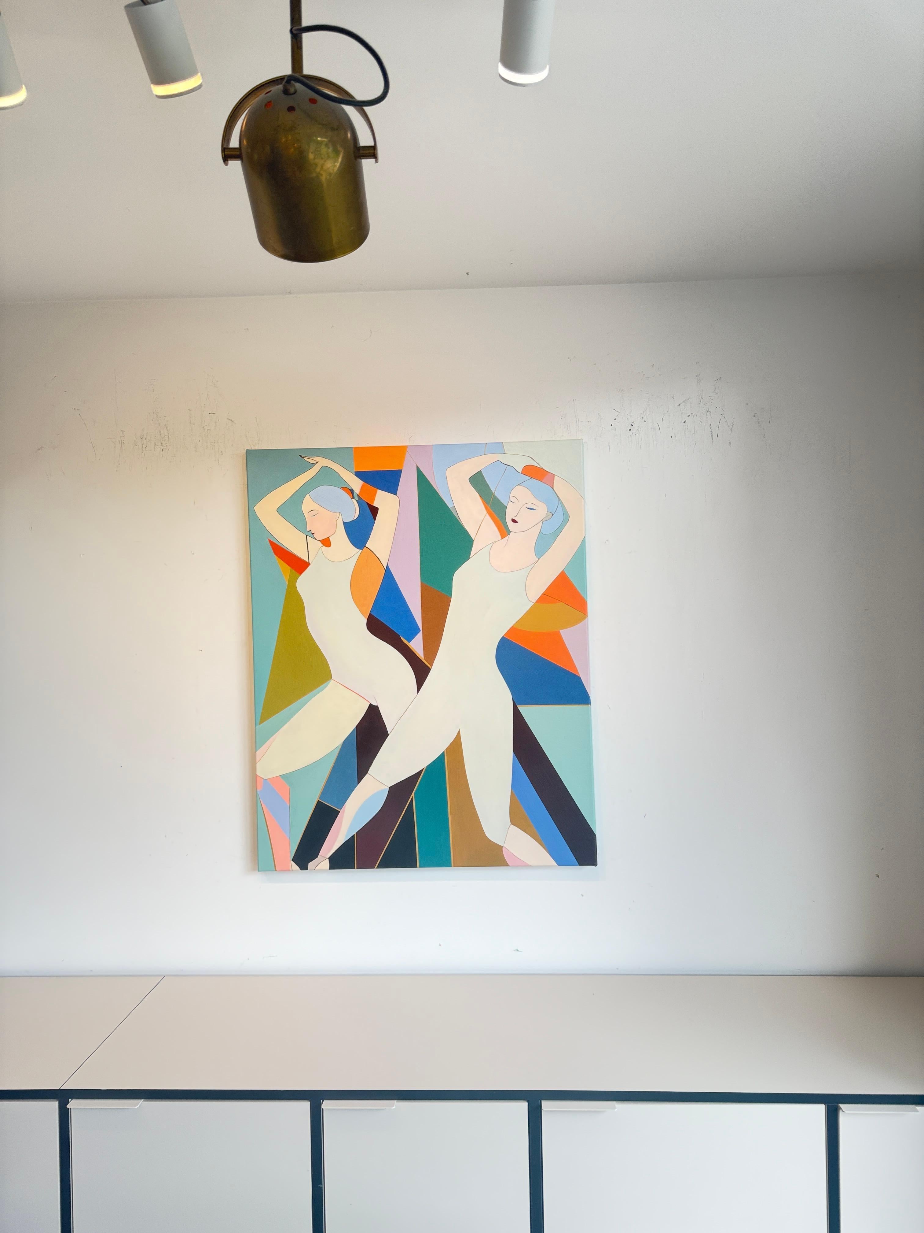 Flowing together by B.Schaumann Contemporary Ballet Dancers Painting For Sale 5