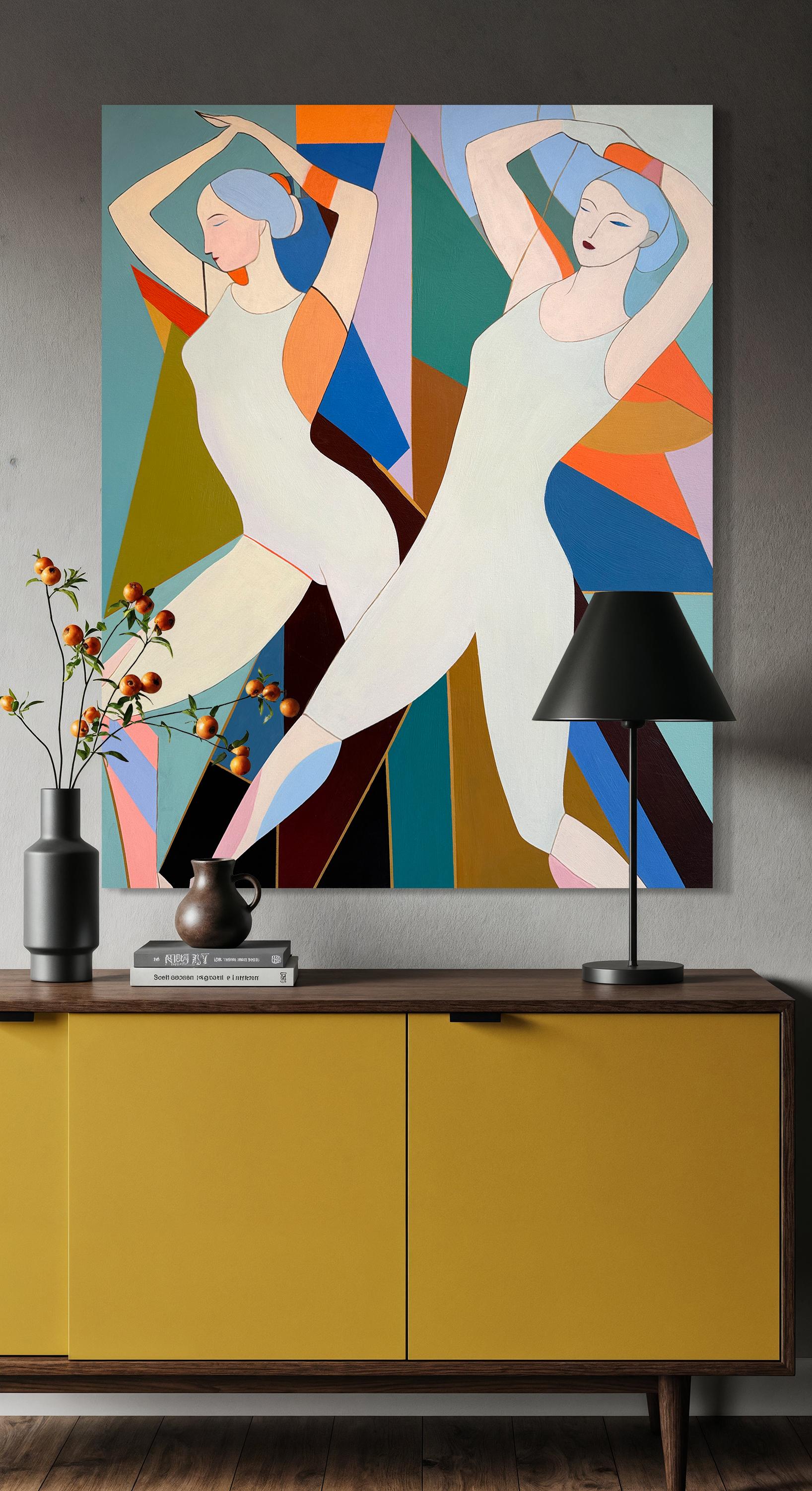 Flowing together by B.Schaumann Contemporary Ballet Dancers Painting For Sale 6
