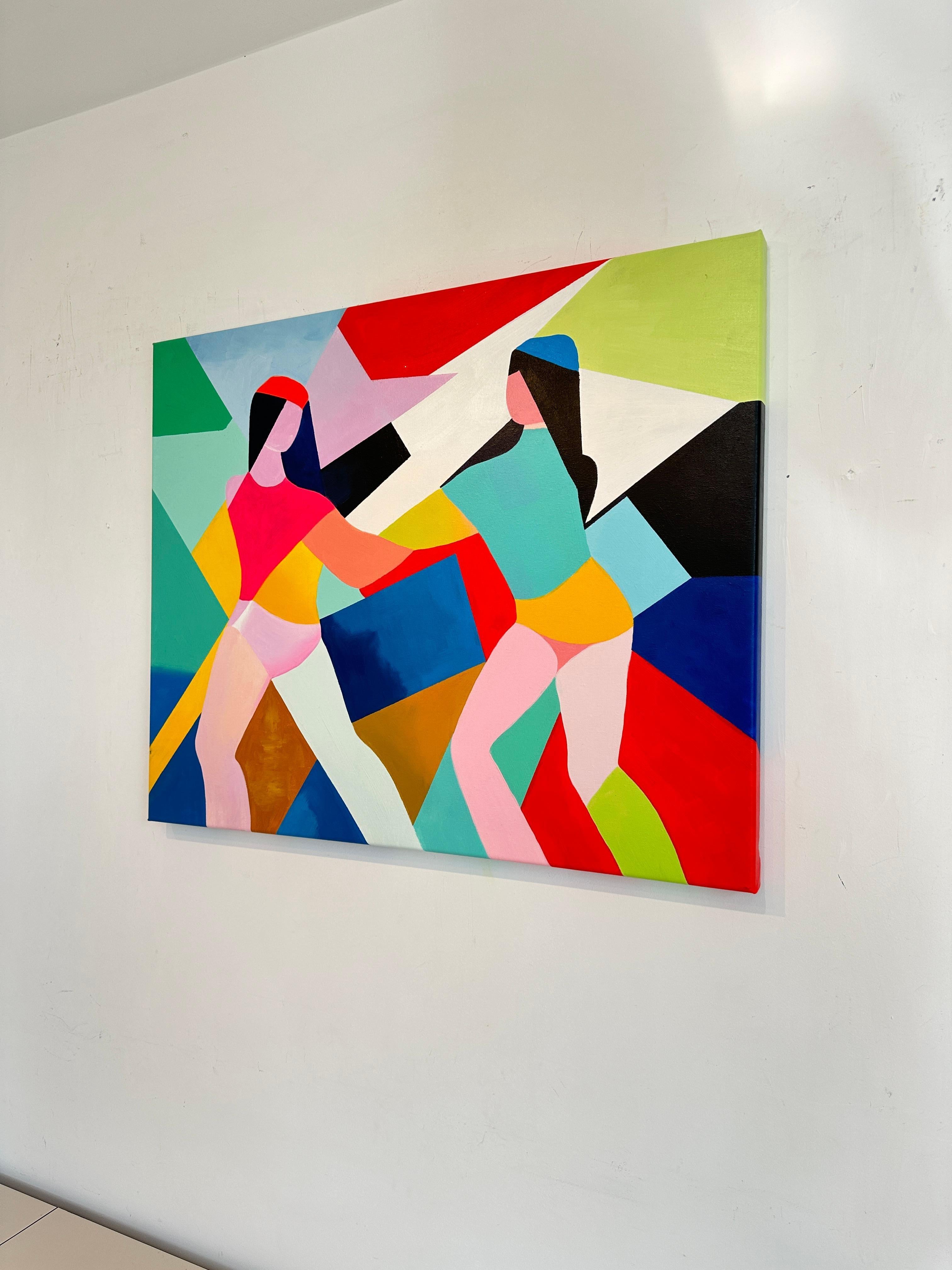 Amitié par Barbara Schaumann - Peinture abstraite cubiste contemporaine en vente 9