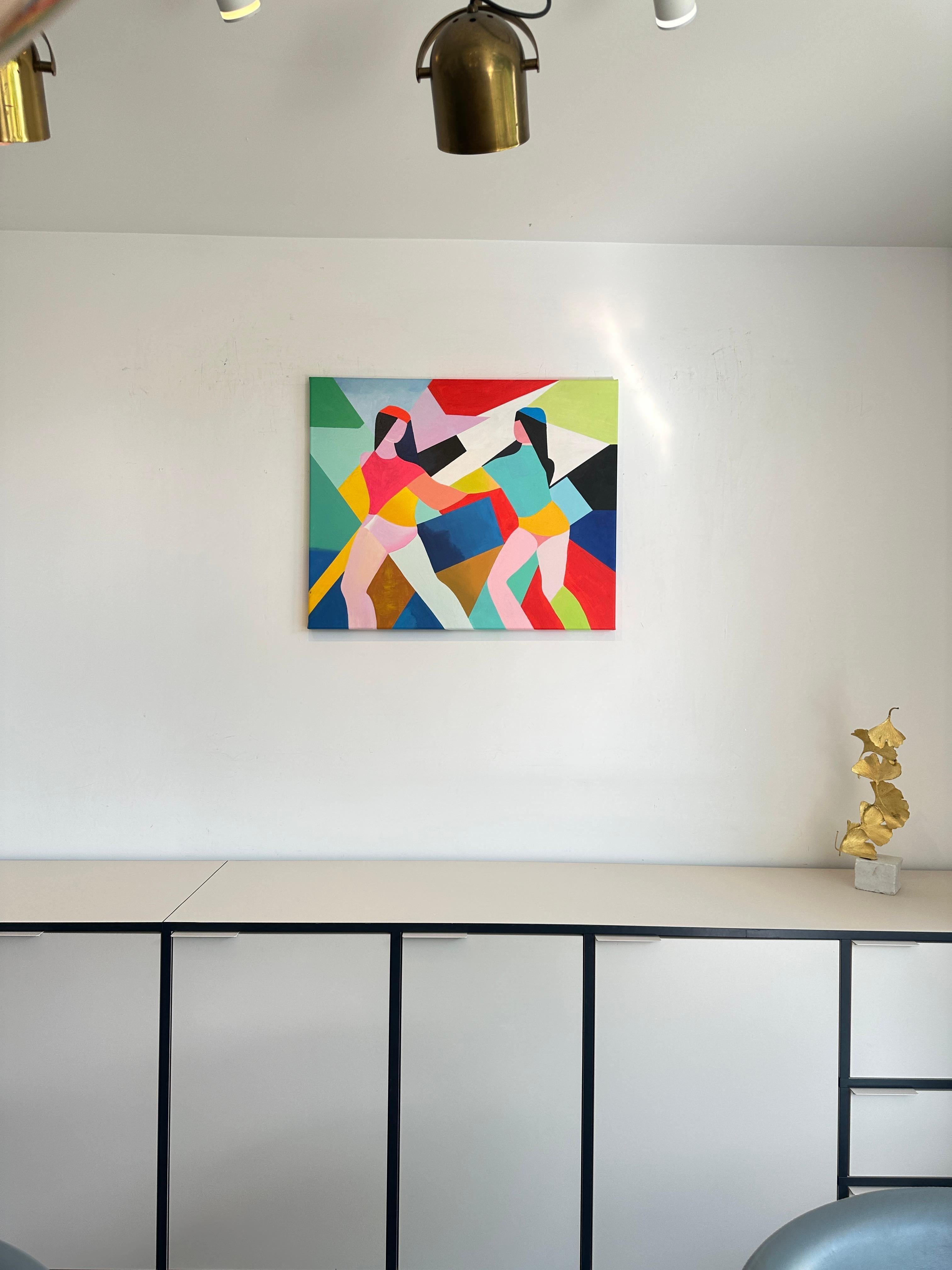 Amitié par Barbara Schaumann - Peinture abstraite cubiste contemporaine en vente 10