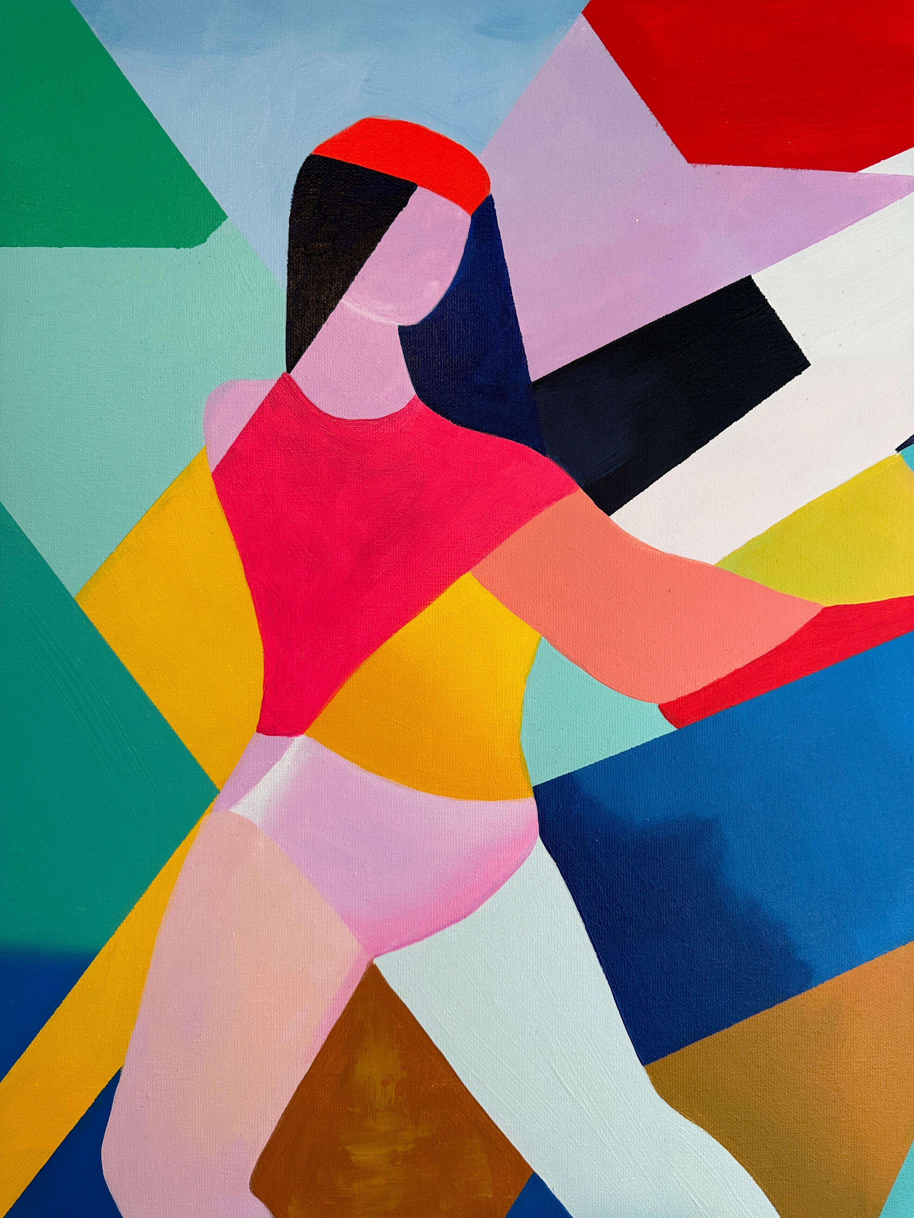 Amitié par Barbara Schaumann - Peinture abstraite cubiste contemporaine en vente 11