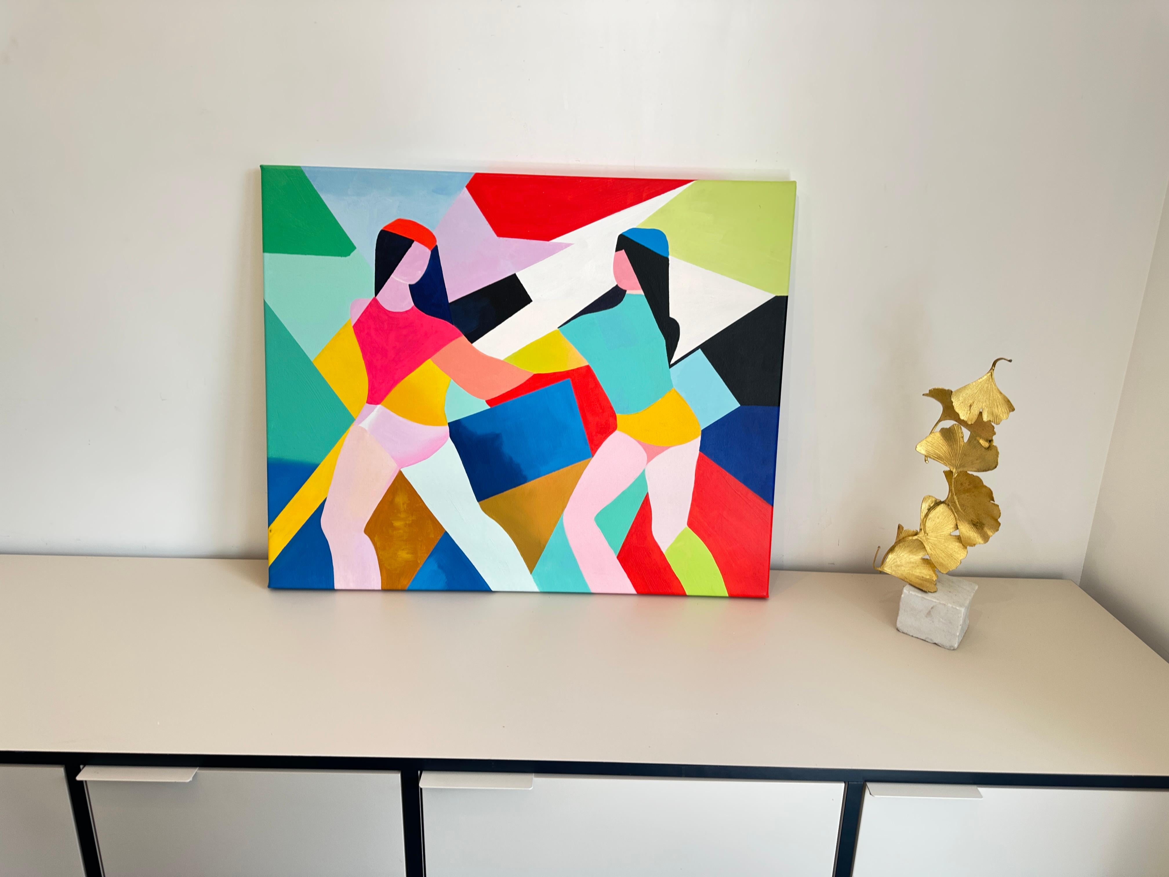 Amitié par Barbara Schaumann - Peinture abstraite cubiste contemporaine en vente 12