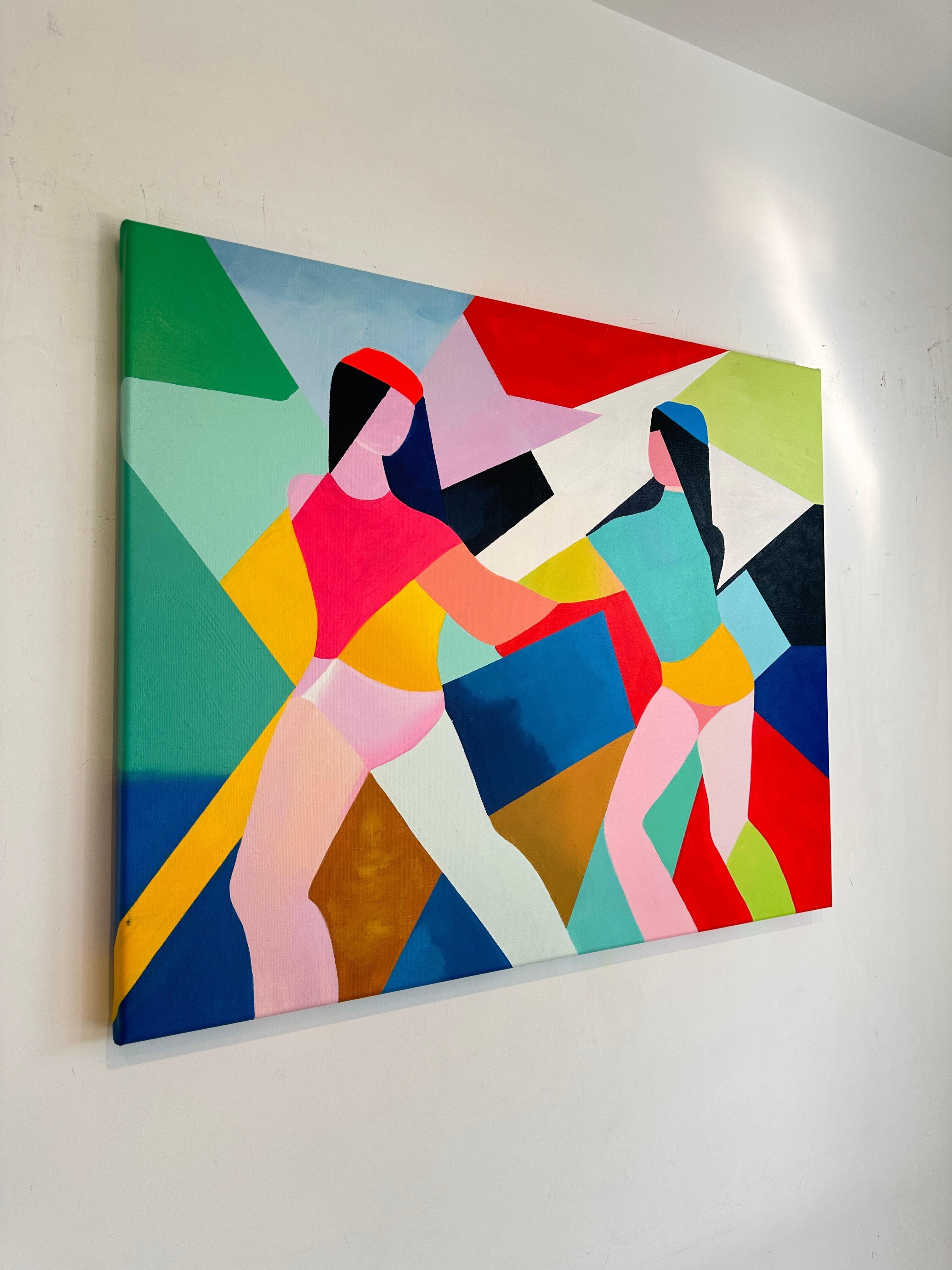 Amitié par Barbara Schaumann - Peinture abstraite cubiste contemporaine en vente 5