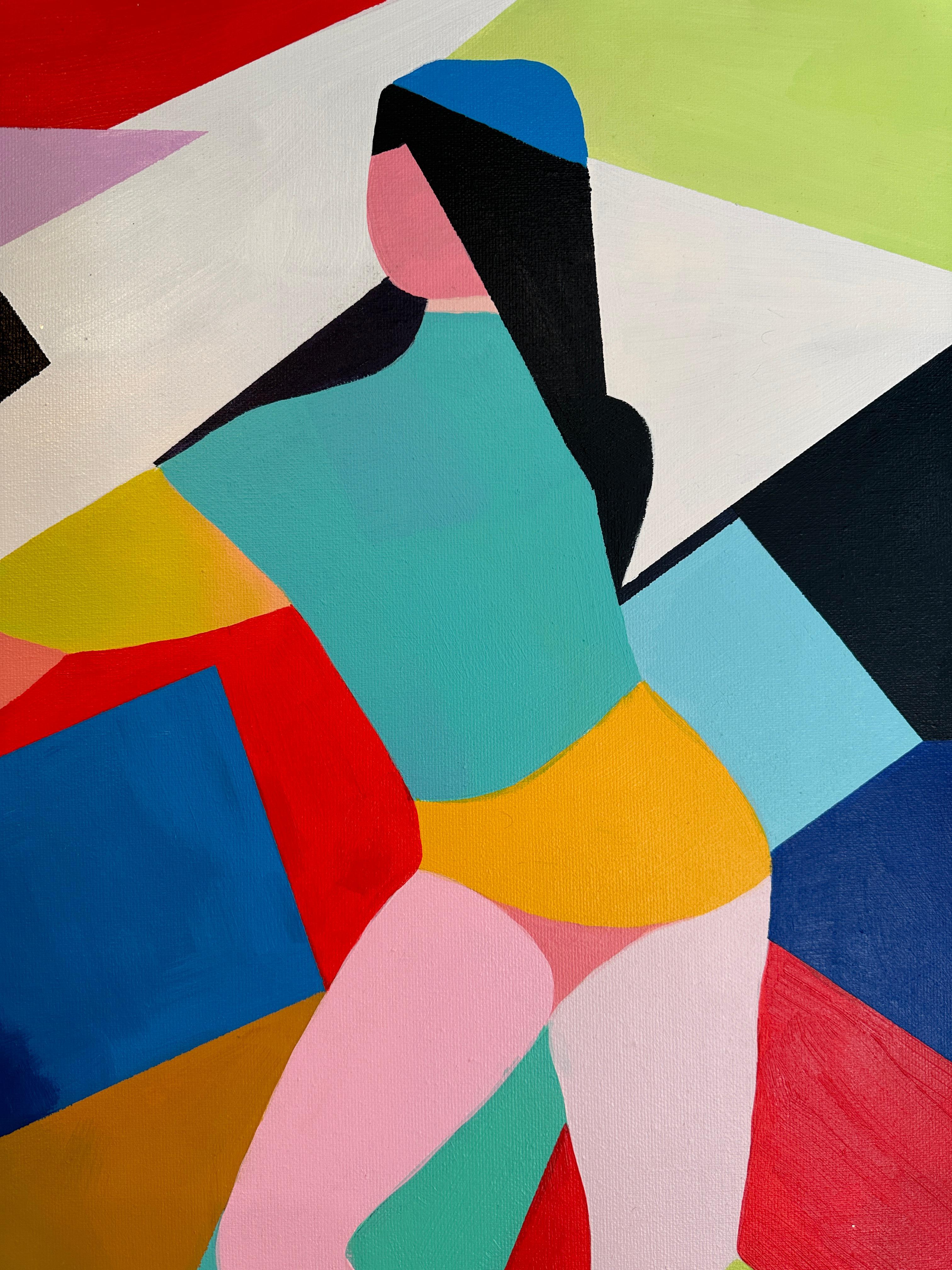 Amitié par Barbara Schaumann - Peinture abstraite cubiste contemporaine en vente 6