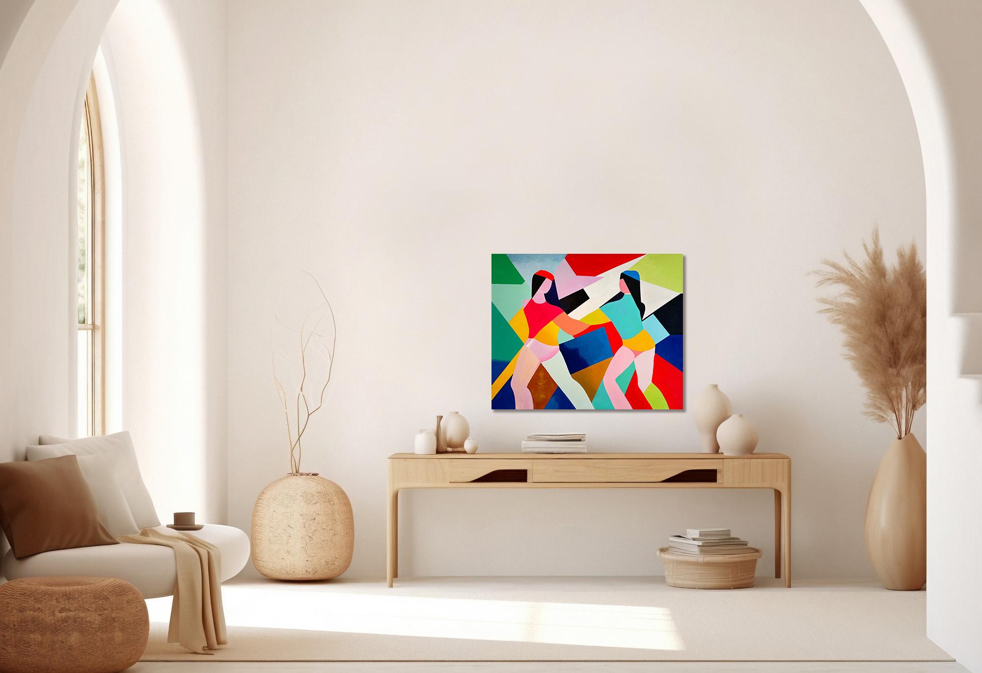 Amitié par Barbara Schaumann - Peinture abstraite cubiste contemporaine en vente 7
