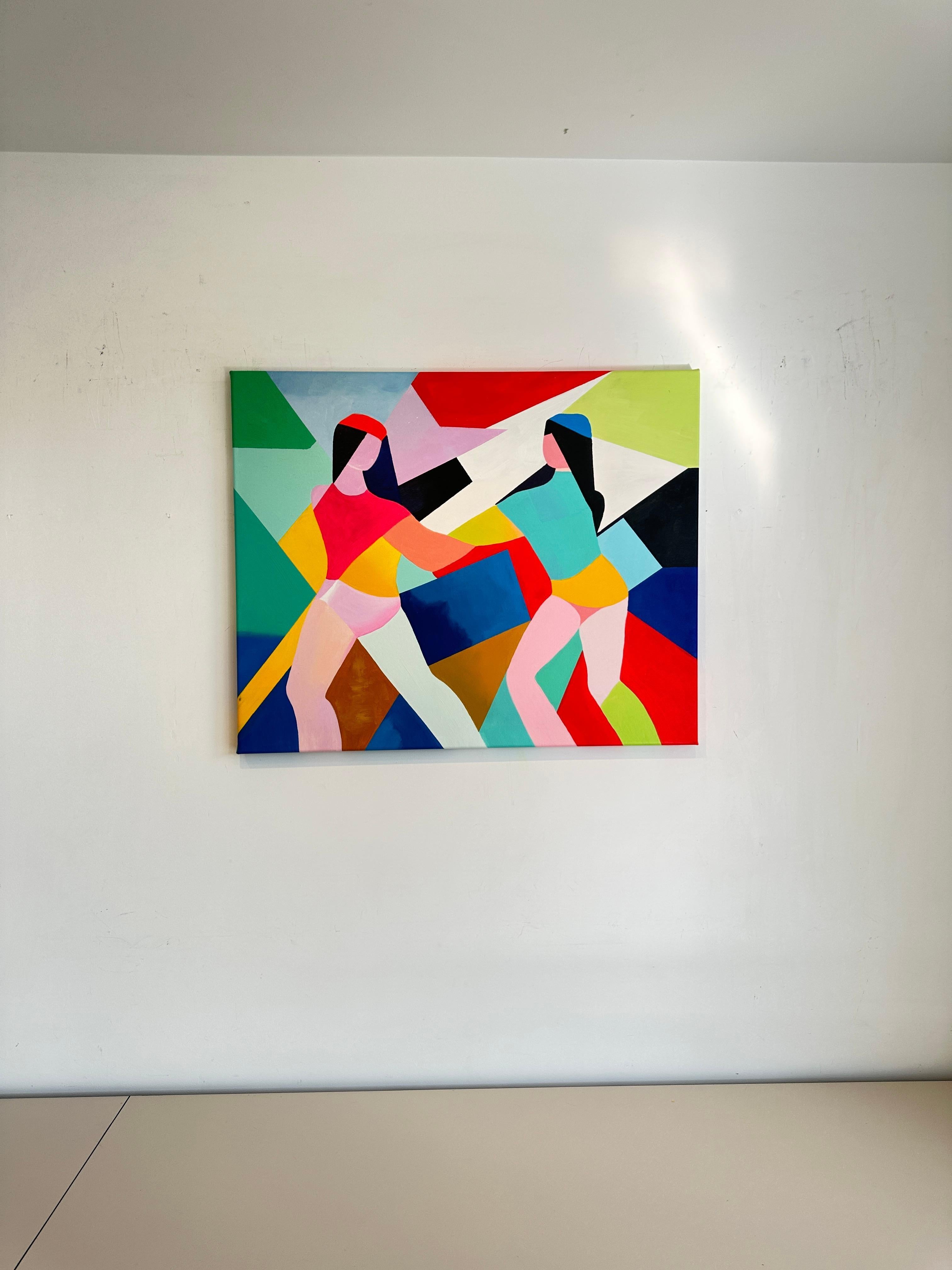 Amitié par Barbara Schaumann - Peinture abstraite cubiste contemporaine en vente 8