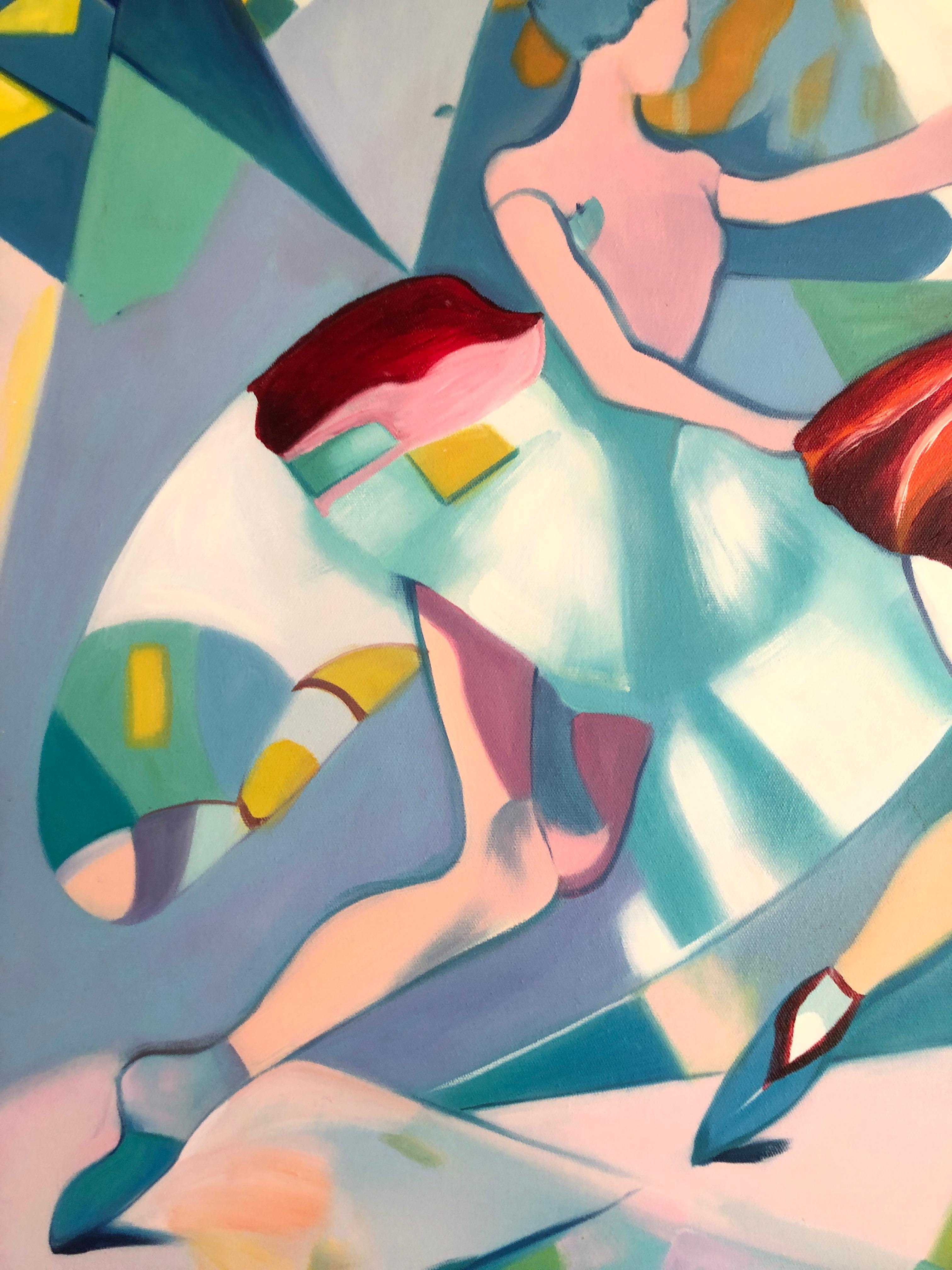 Hold Me Through the Music - B.Schaumann - Contemporary Dancers Painting For Sale 9