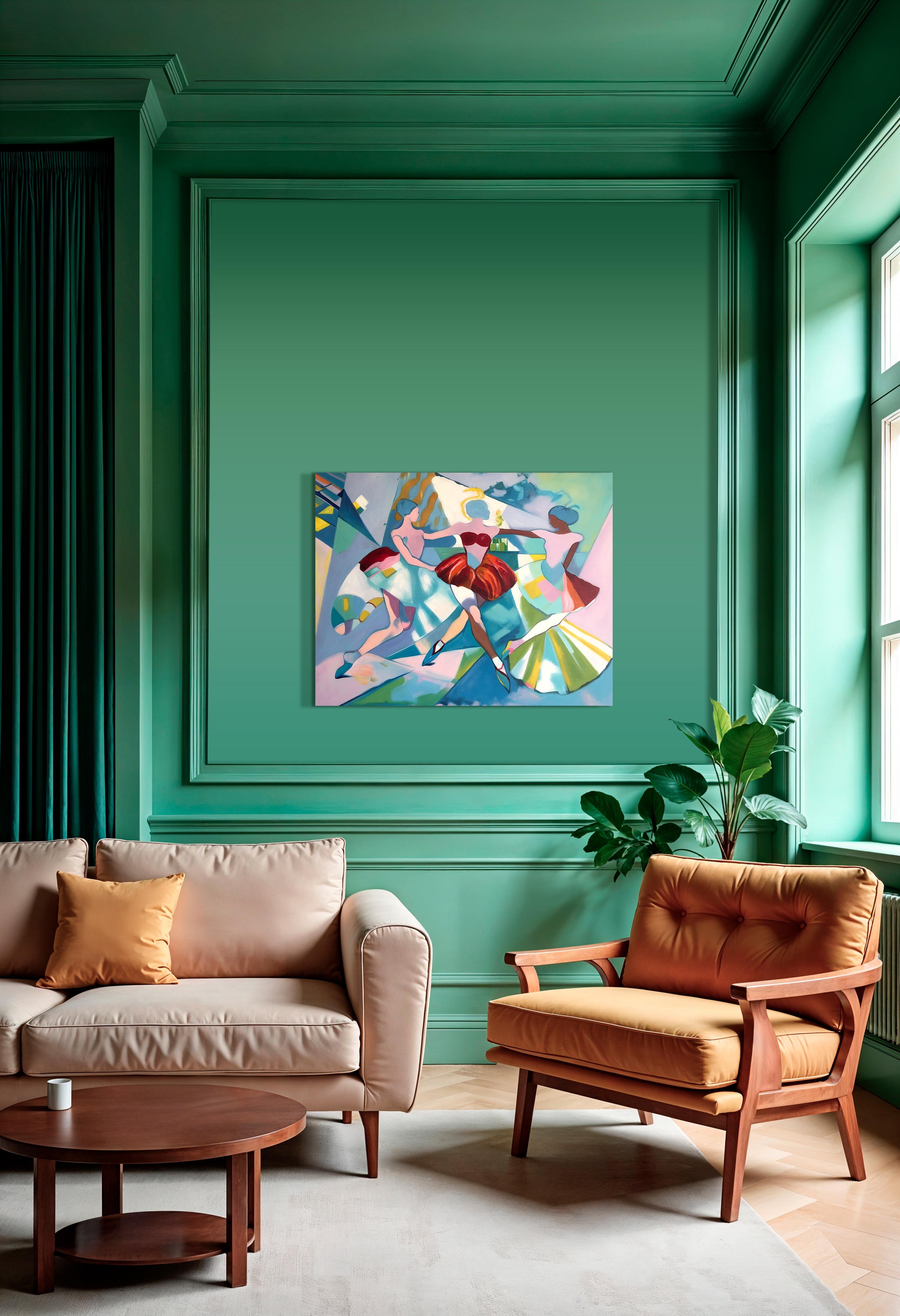Hold Me Through the Music - B.Schaumann - Contemporary Dancers Painting For Sale 11