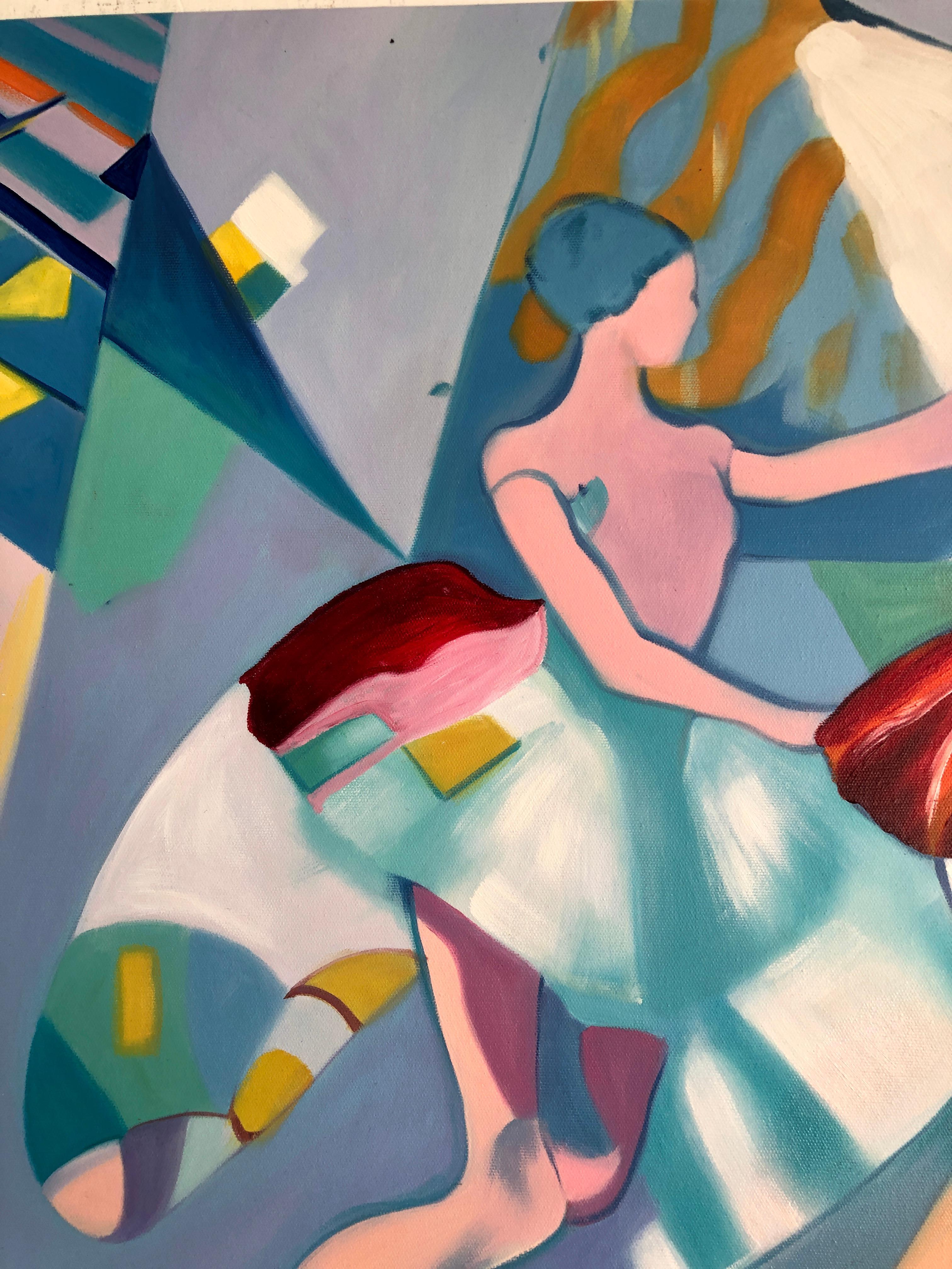 Hold Me Through the Music - B.Schaumann - Contemporary Dancers Painting For Sale 1