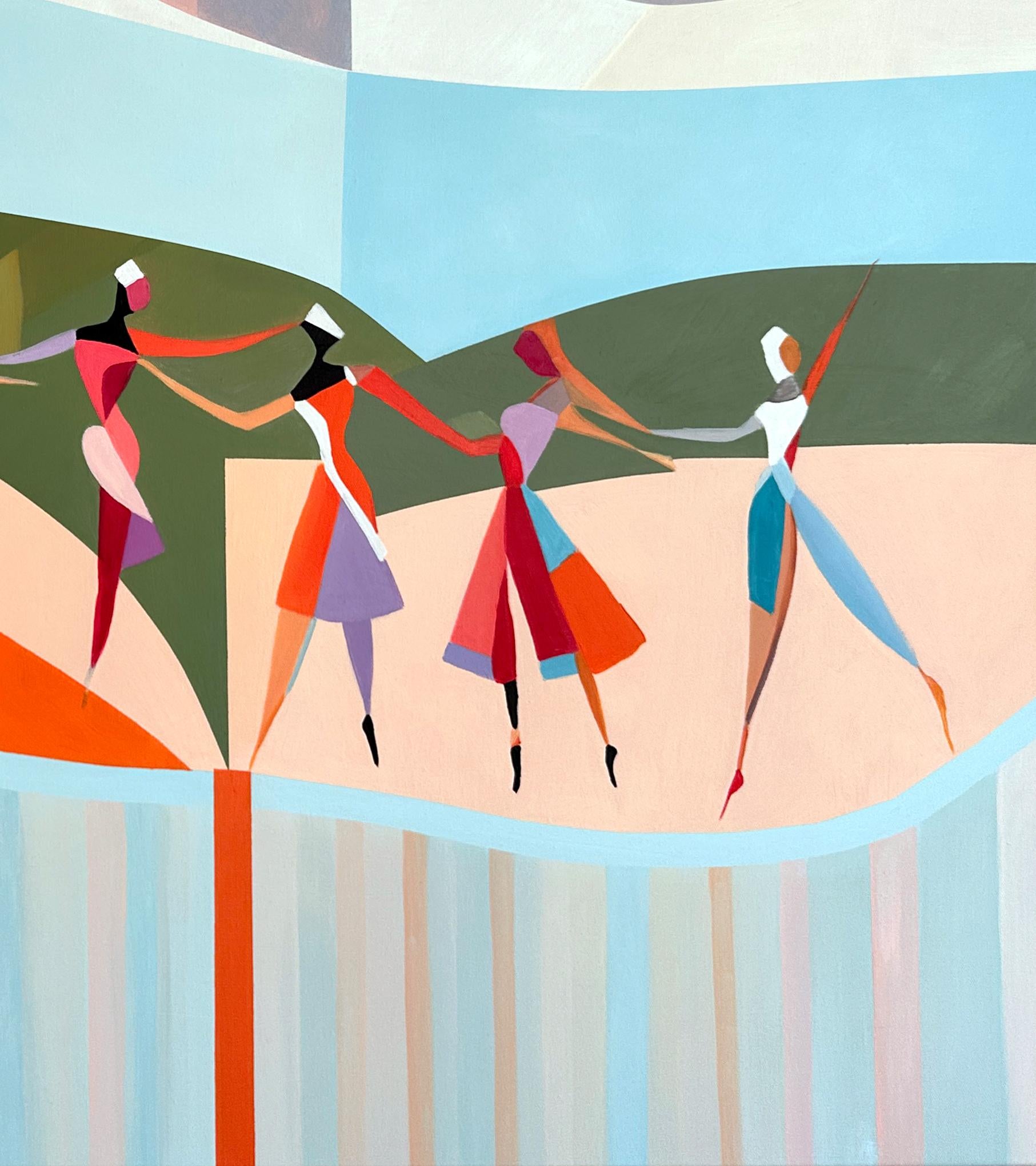 In compagnia della danza B. Schaumann - Danzatori astratti contemporanei Pittura - Abstract Painting Grigio di Barbara Schaumann