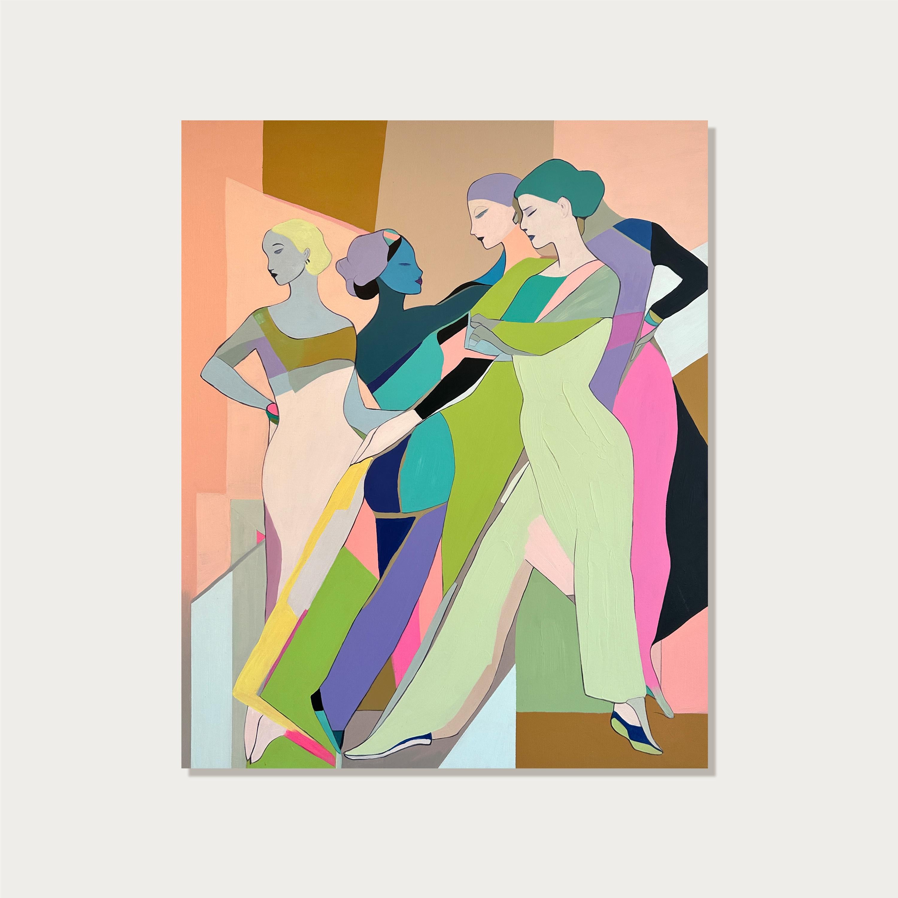 Passi intrecciati di Barbara Schaumann - Pittura contemporanea di ballerini astratti 1