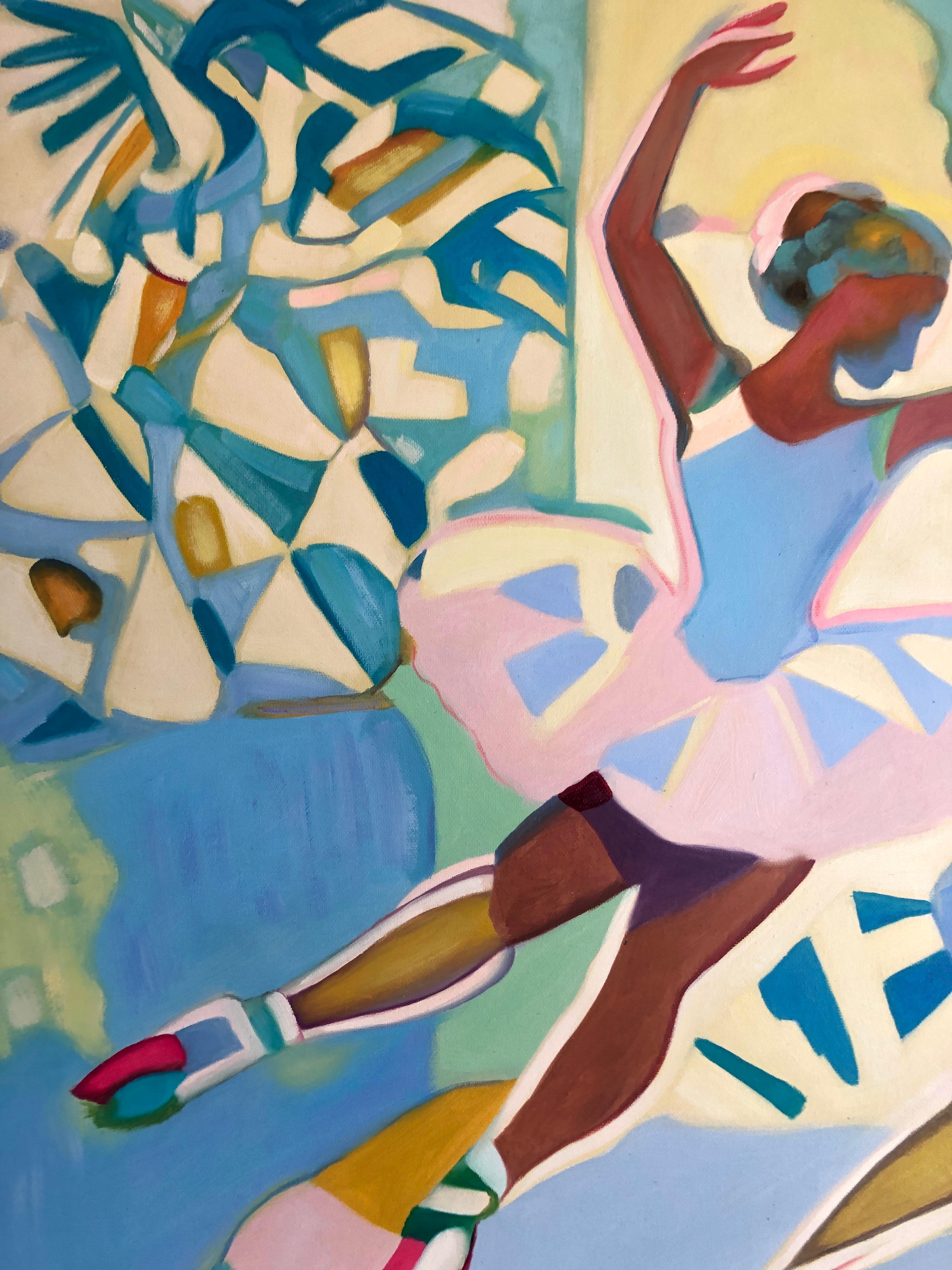 Moments d'un rêve Mélodie du mouvement par I. B. Schaumann Peinture de danseurs contemporains - Beige Figurative Painting par Barbara Schaumann