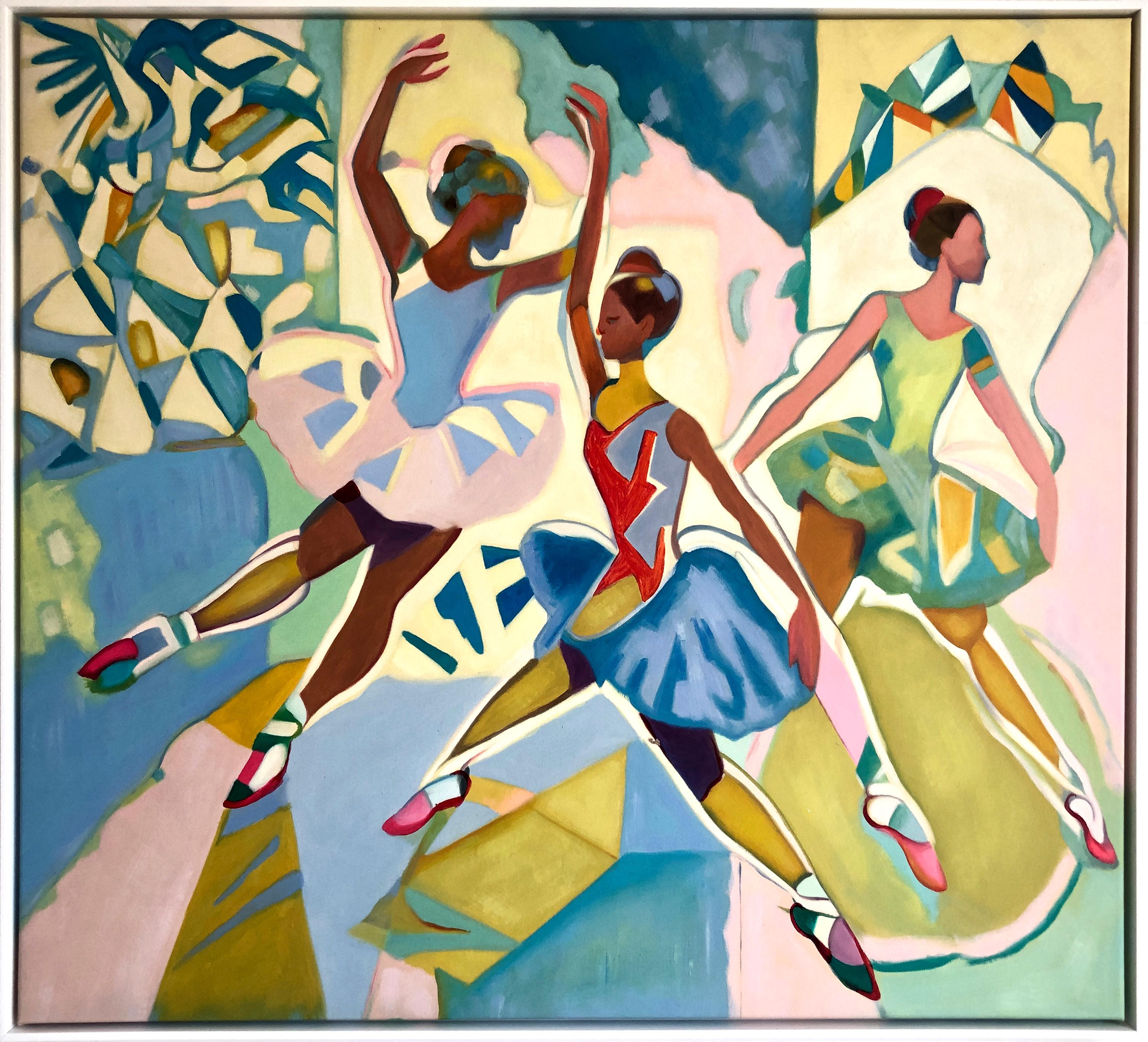 Figurative Painting Barbara Schaumann - Moments d'un rêve Mélodie du mouvement par I. B. Schaumann Peinture de danseurs contemporains
