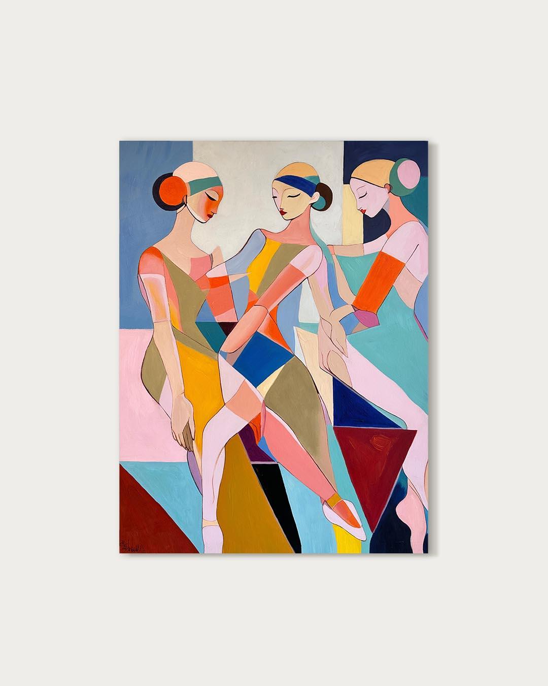 Rythme de l'union -Barbara Schaumann - Peinture abstraite contemporaine sur la danse en vente 1