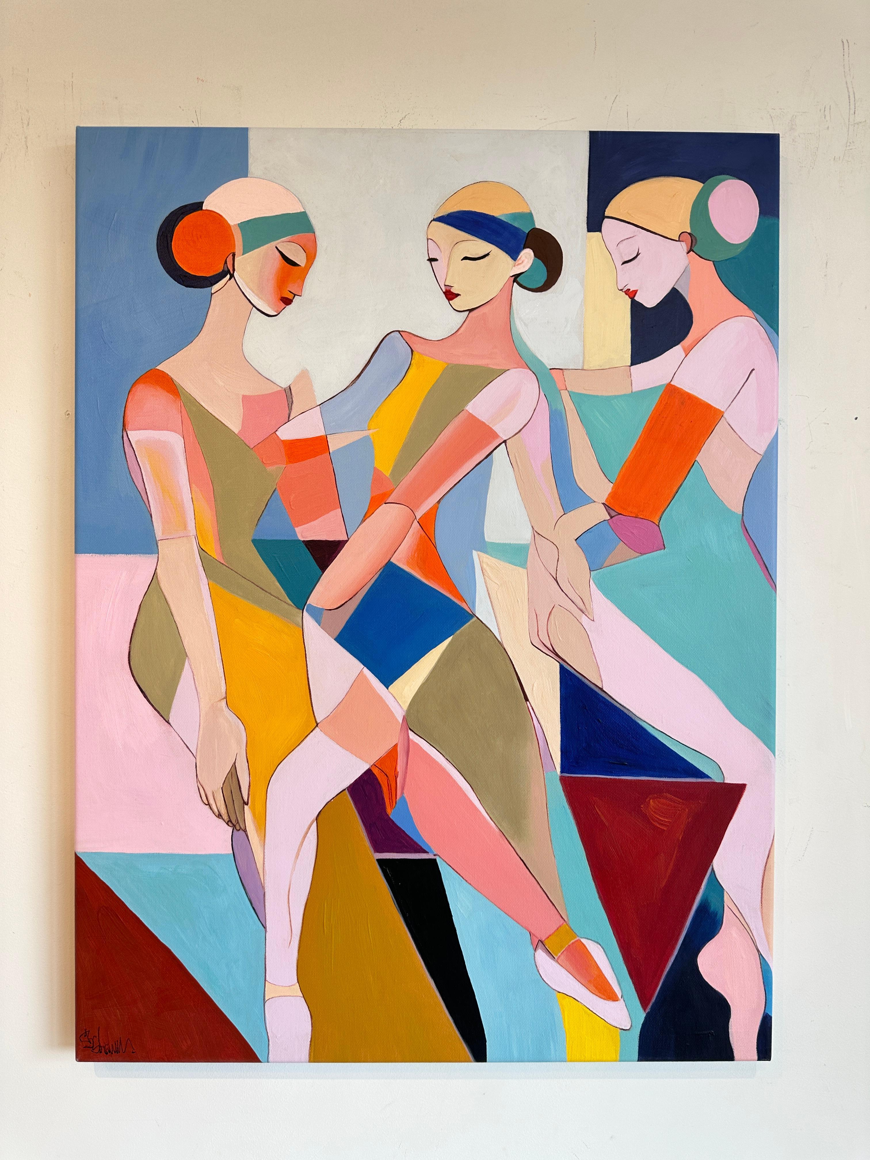 Rythme de l'union -Barbara Schaumann - Peinture abstraite contemporaine sur la danse en vente 3