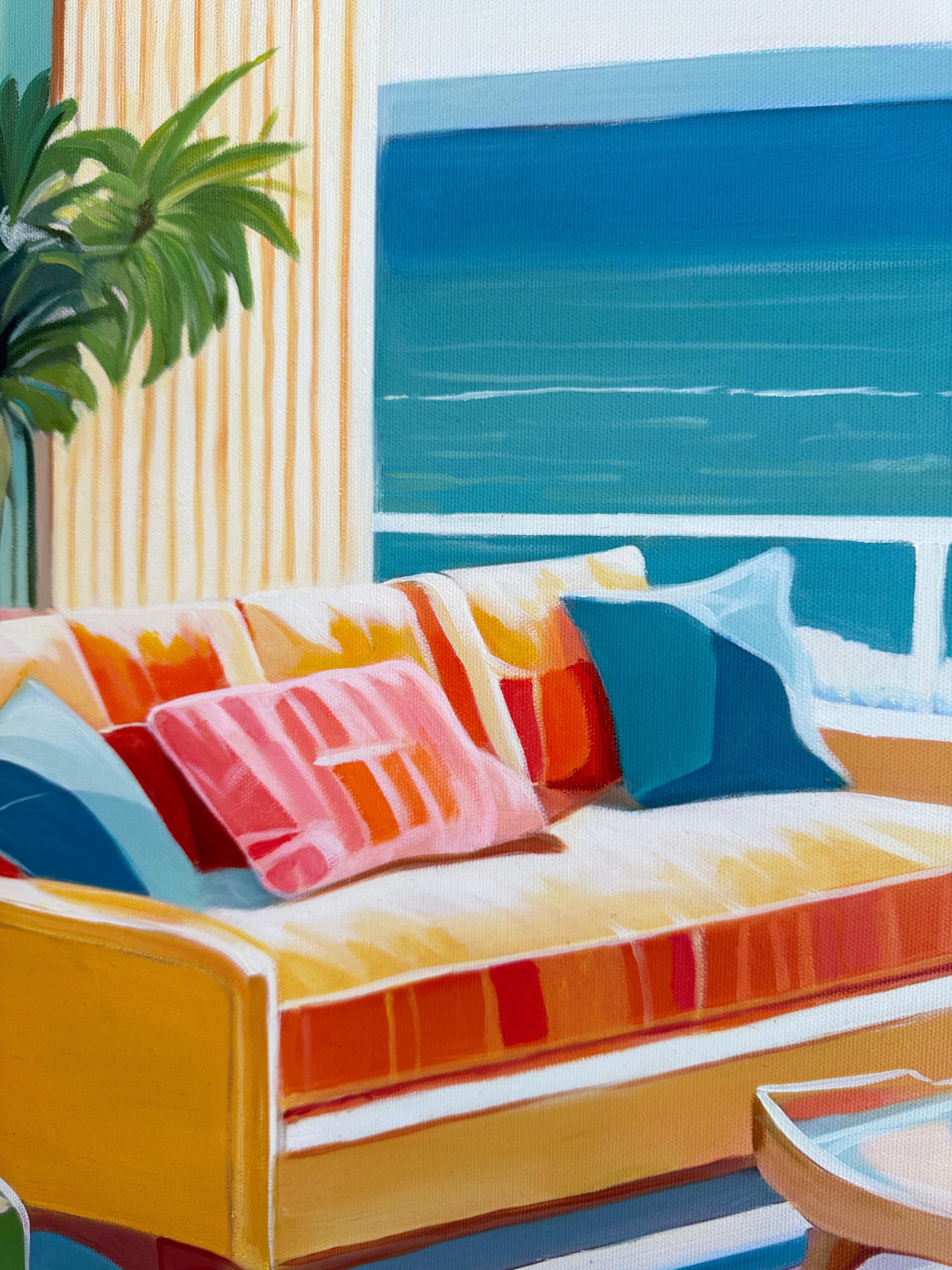 Seaside Retreat by B.Schaumann- Zeitgenössisches Interieur Urlaub am Meer Malerei im Angebot 6