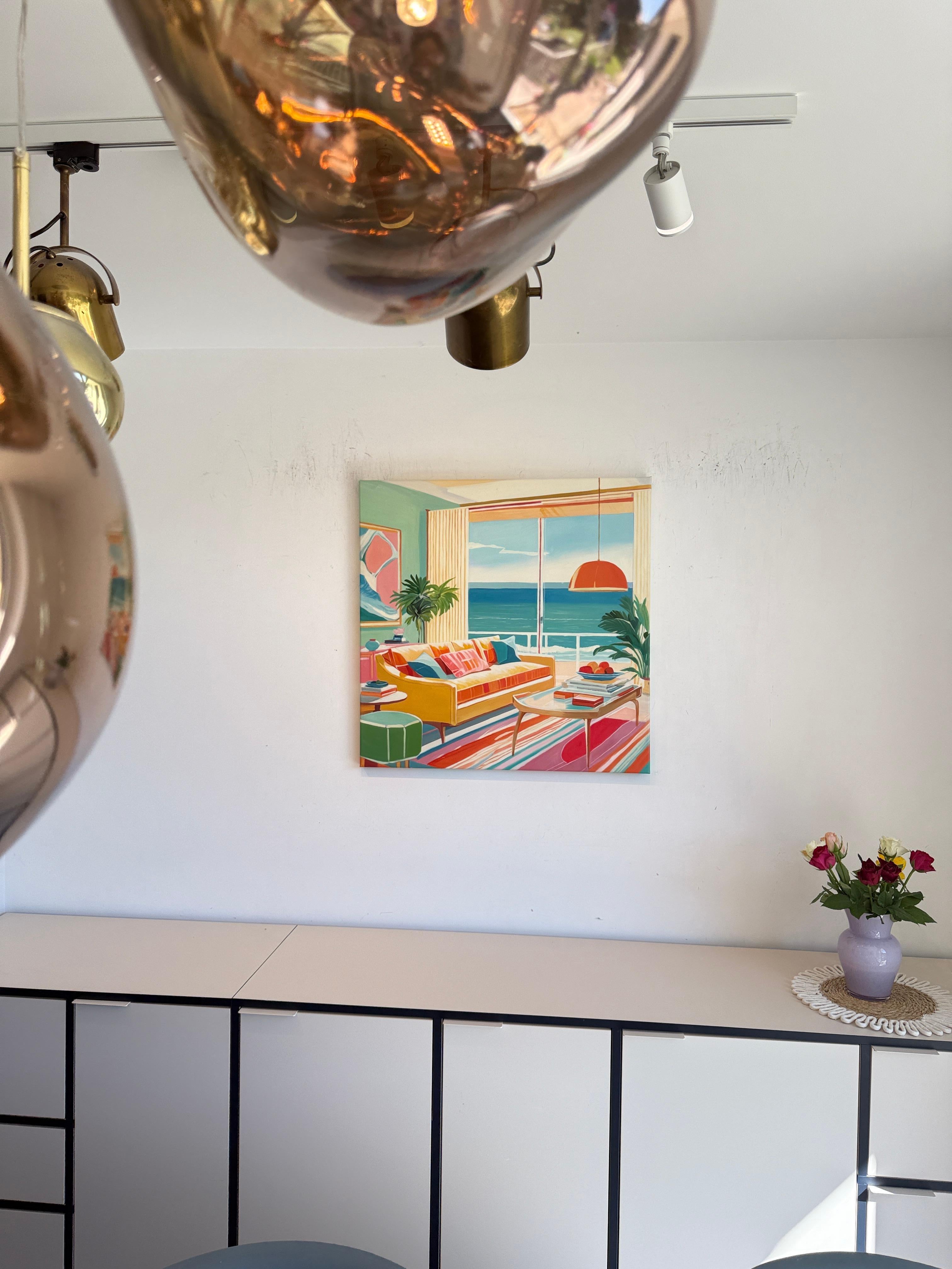 Seaside Retreat by B.Schaumann- Zeitgenössisches Interieur Urlaub am Meer Malerei im Angebot 7