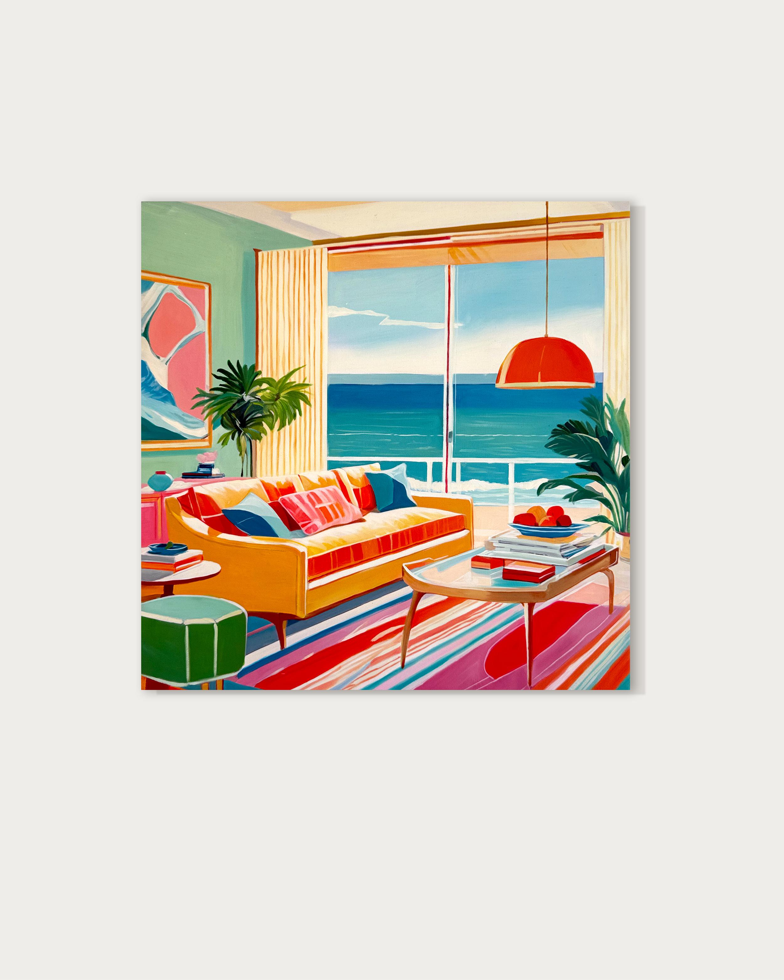Seaside Retreat by B.Schaumann- Zeitgenössisches Interieur Urlaub am Meer Malerei – Painting von Barbara Schaumann
