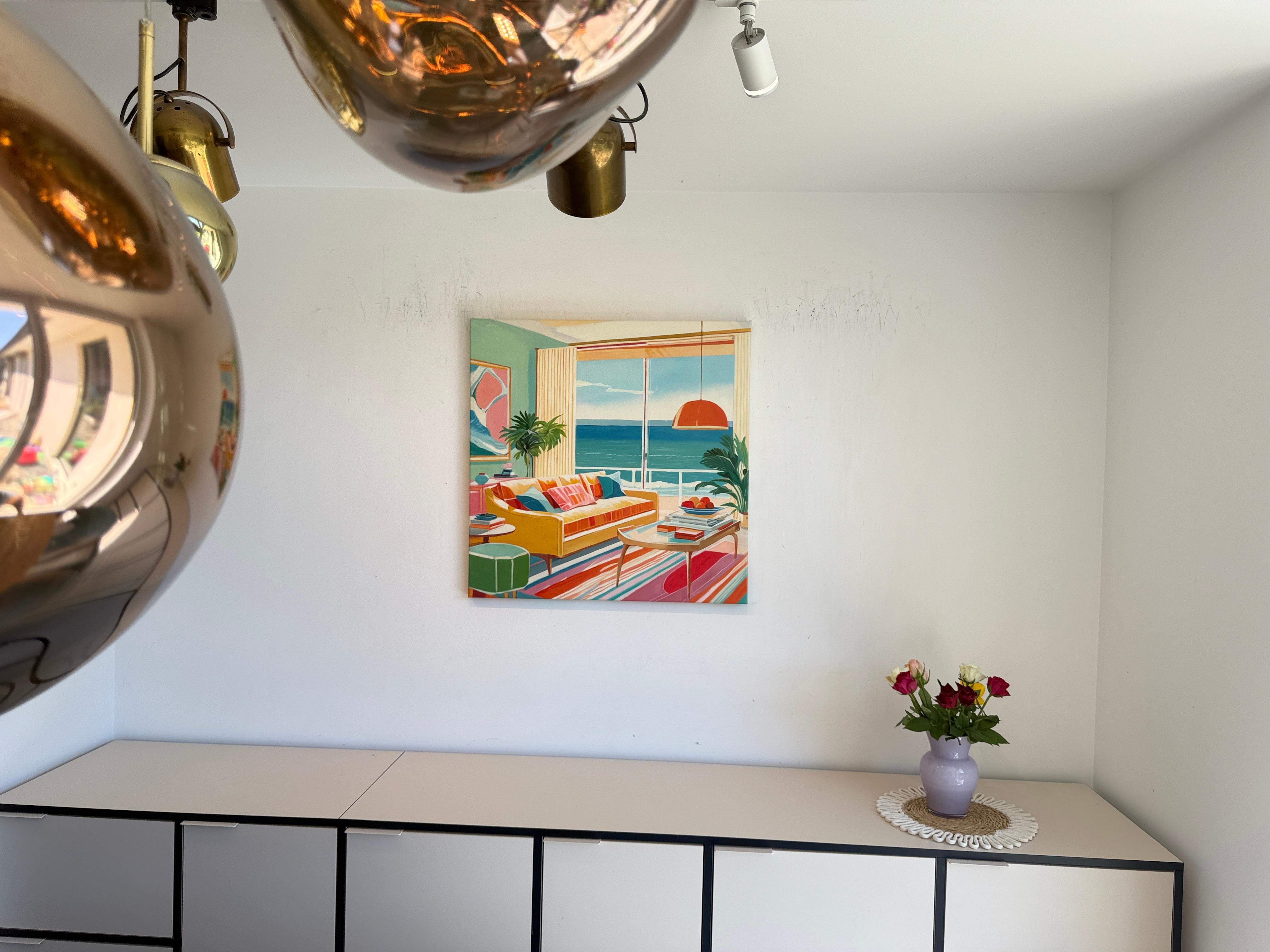 Seaside Retreat by B.Schaumann- Zeitgenössisches Interieur Urlaub am Meer Malerei im Angebot 1