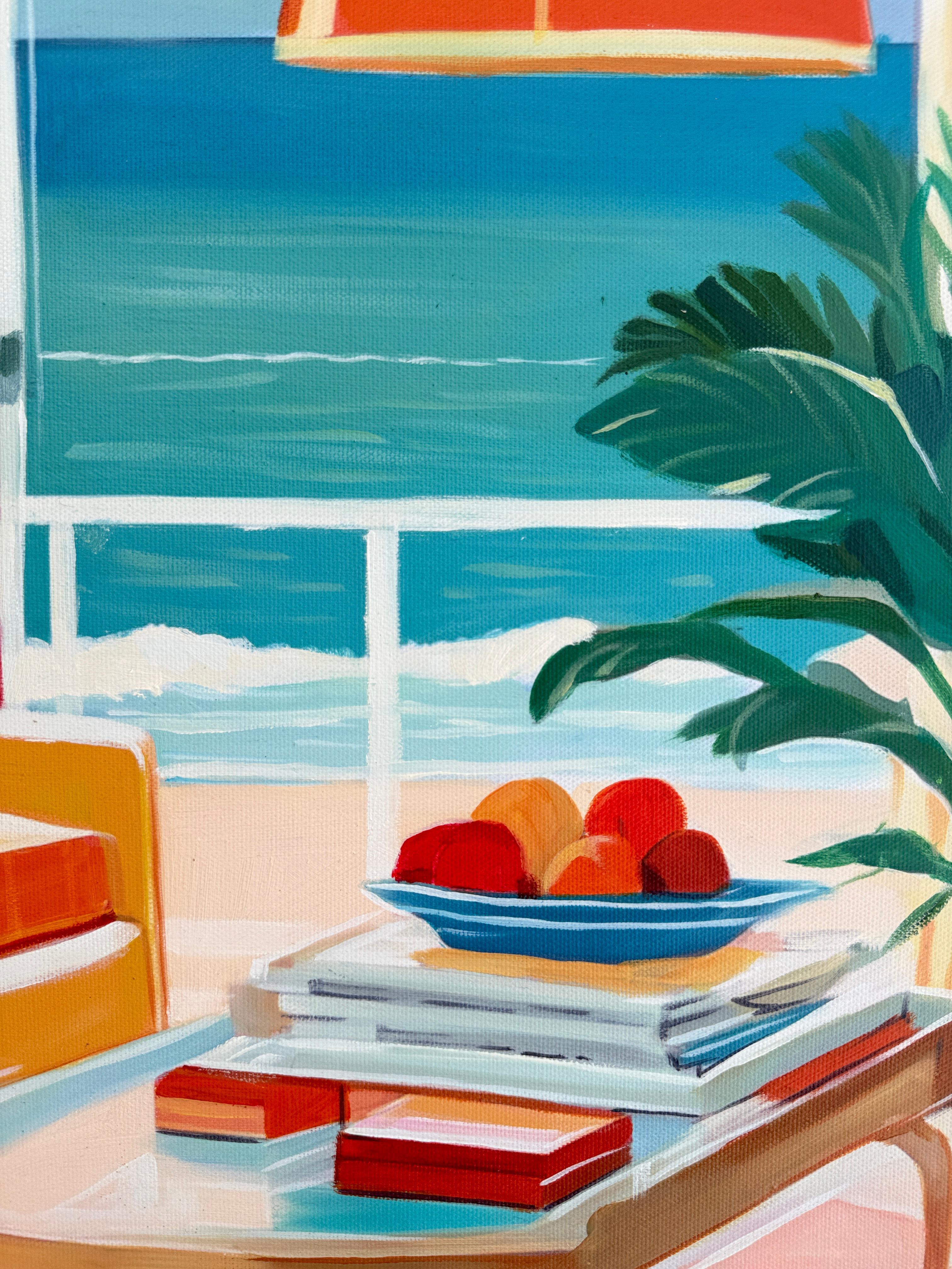 Seaside Retreat by B.Schaumann- Zeitgenössisches Interieur Urlaub am Meer Malerei im Angebot 2