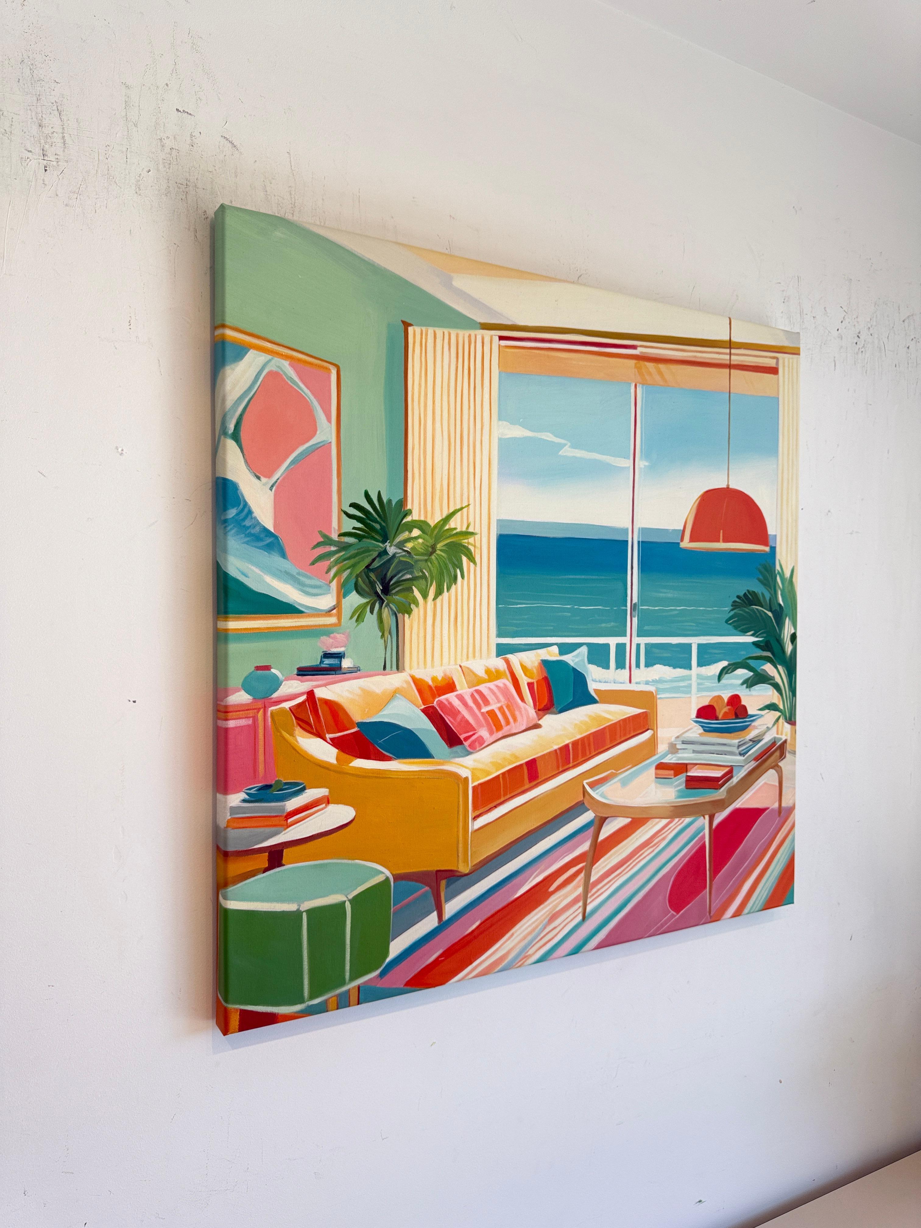 Seaside Retreat by B.Schaumann- Zeitgenössisches Interieur Urlaub am Meer Malerei im Angebot 3