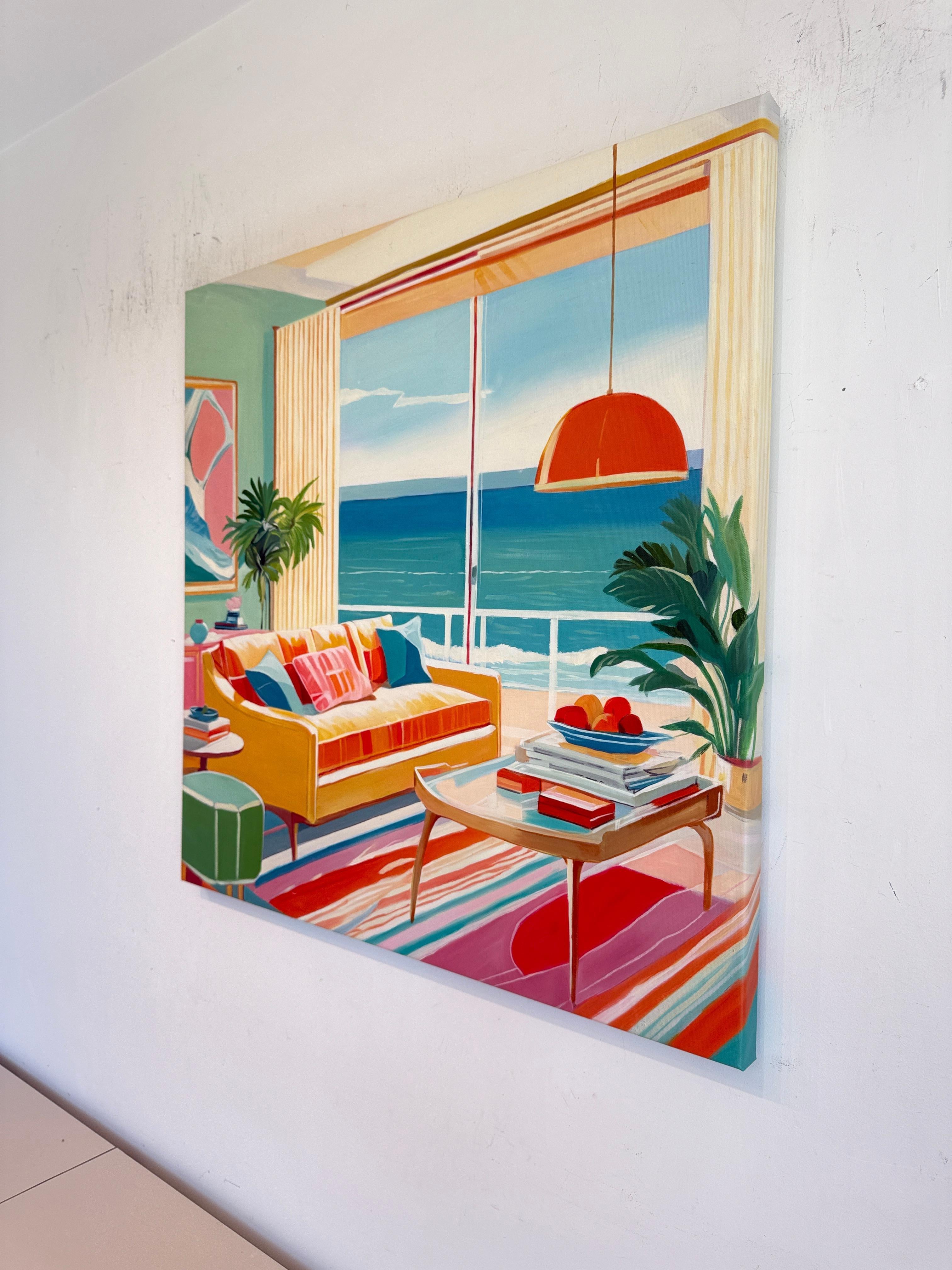 Seaside Retreat by B.Schaumann- Zeitgenössisches Interieur Urlaub am Meer Malerei im Angebot 5