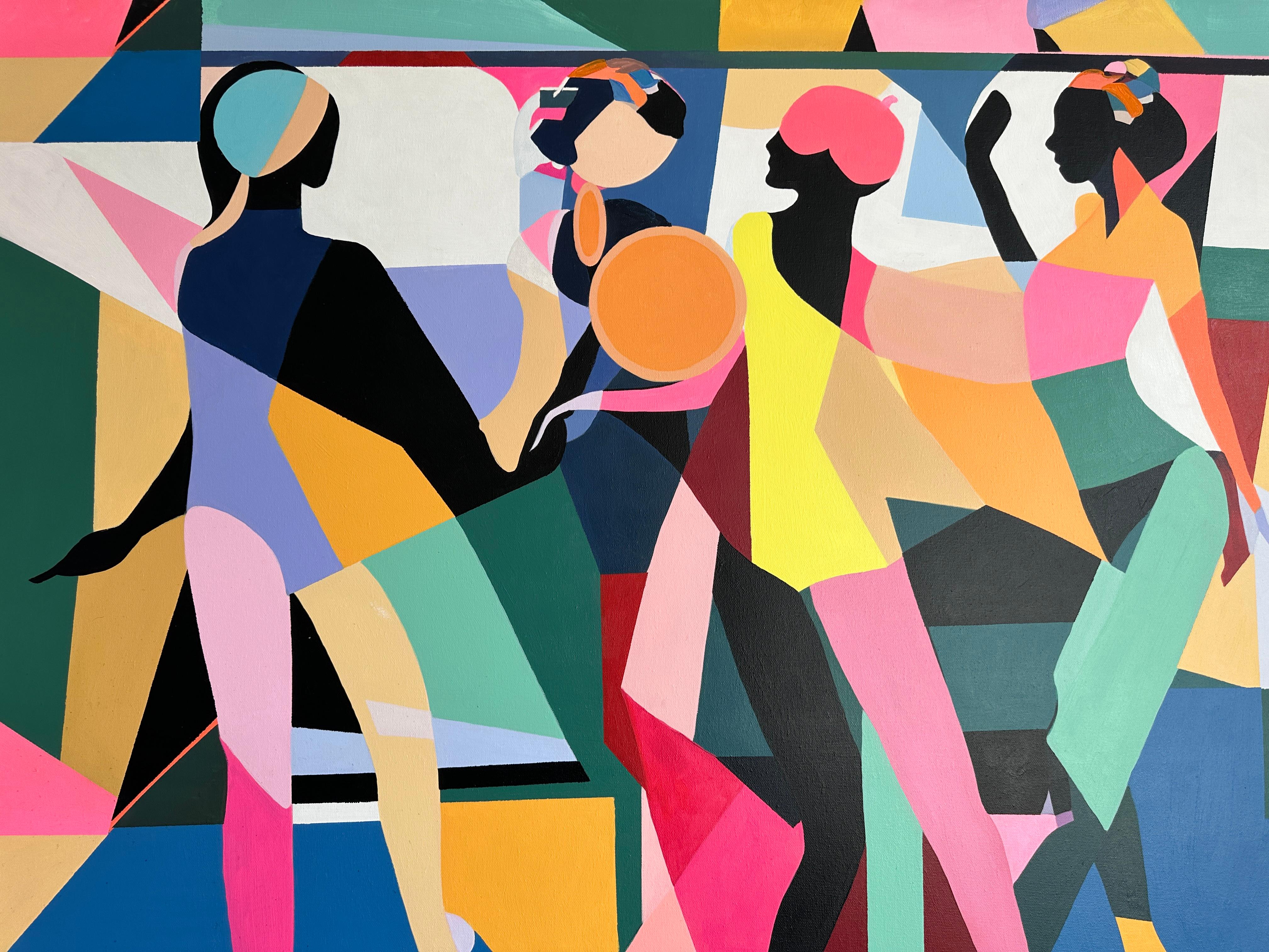 Conjunto de cuatro de Barbara Schaumann - Pintura cubista abstracta contemporánea 11