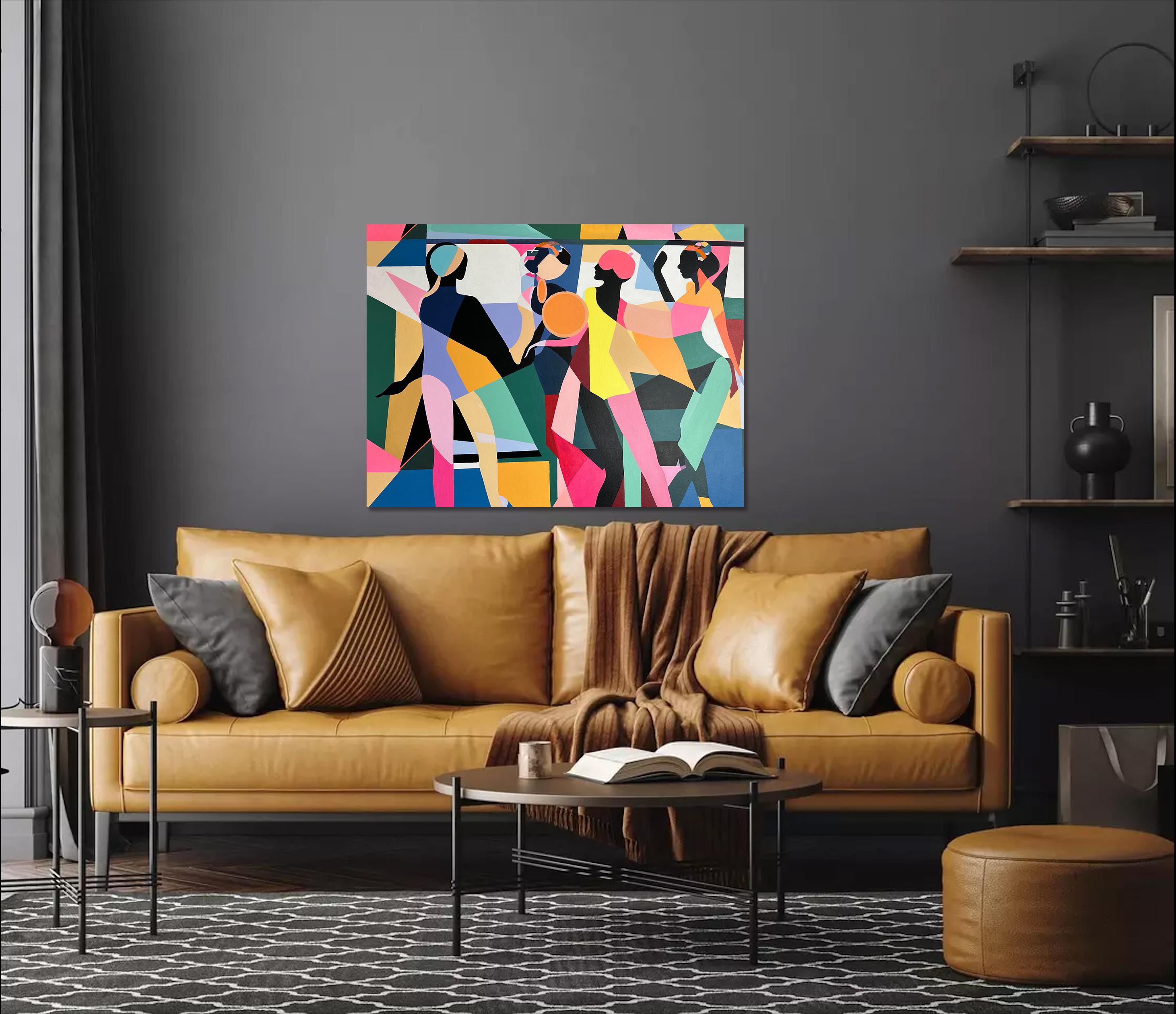 Conjunto de cuatro de Barbara Schaumann - Pintura cubista abstracta contemporánea 12