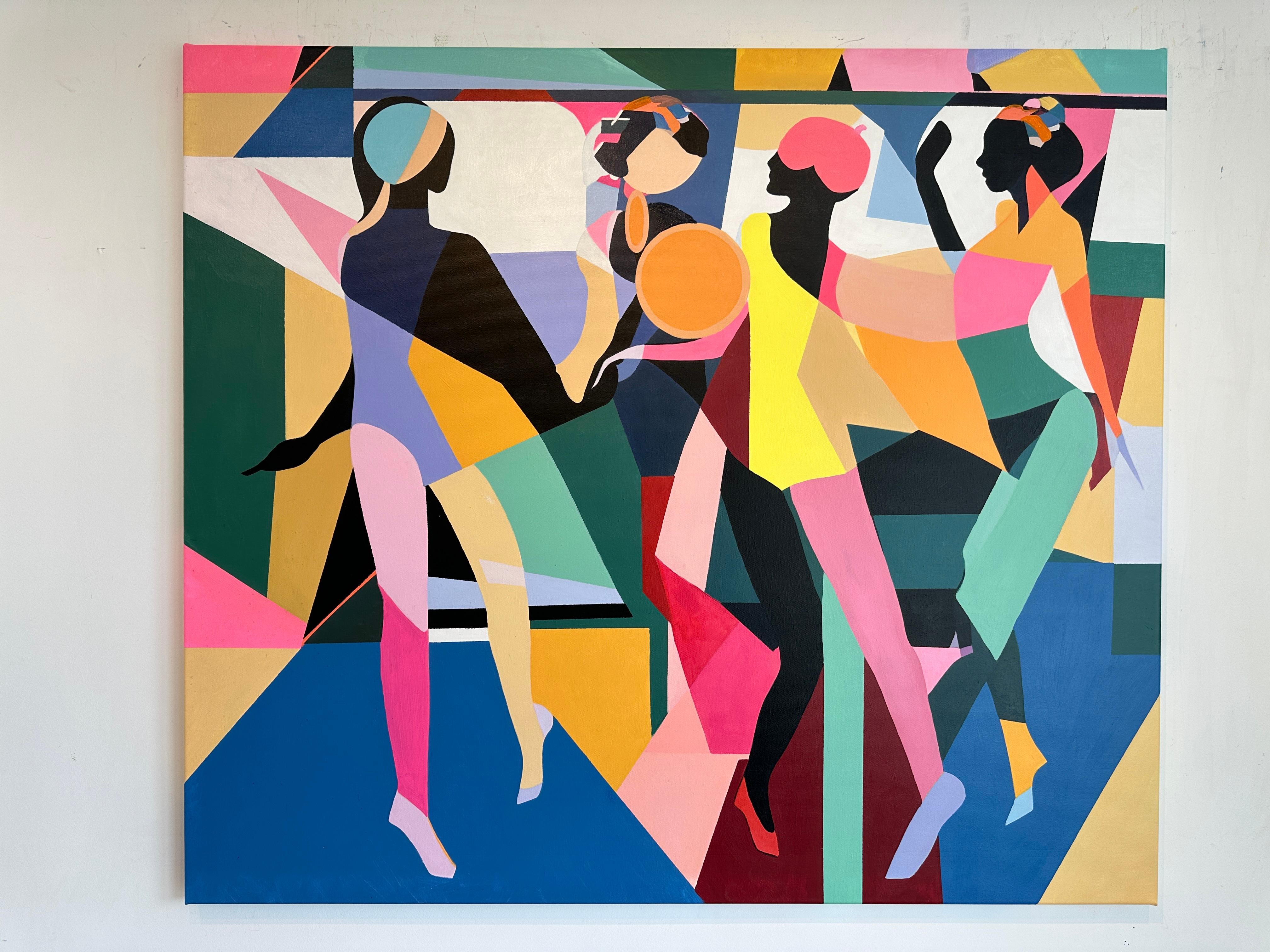Conjunto de cuatro de Barbara Schaumann - Pintura cubista abstracta contemporánea 1
