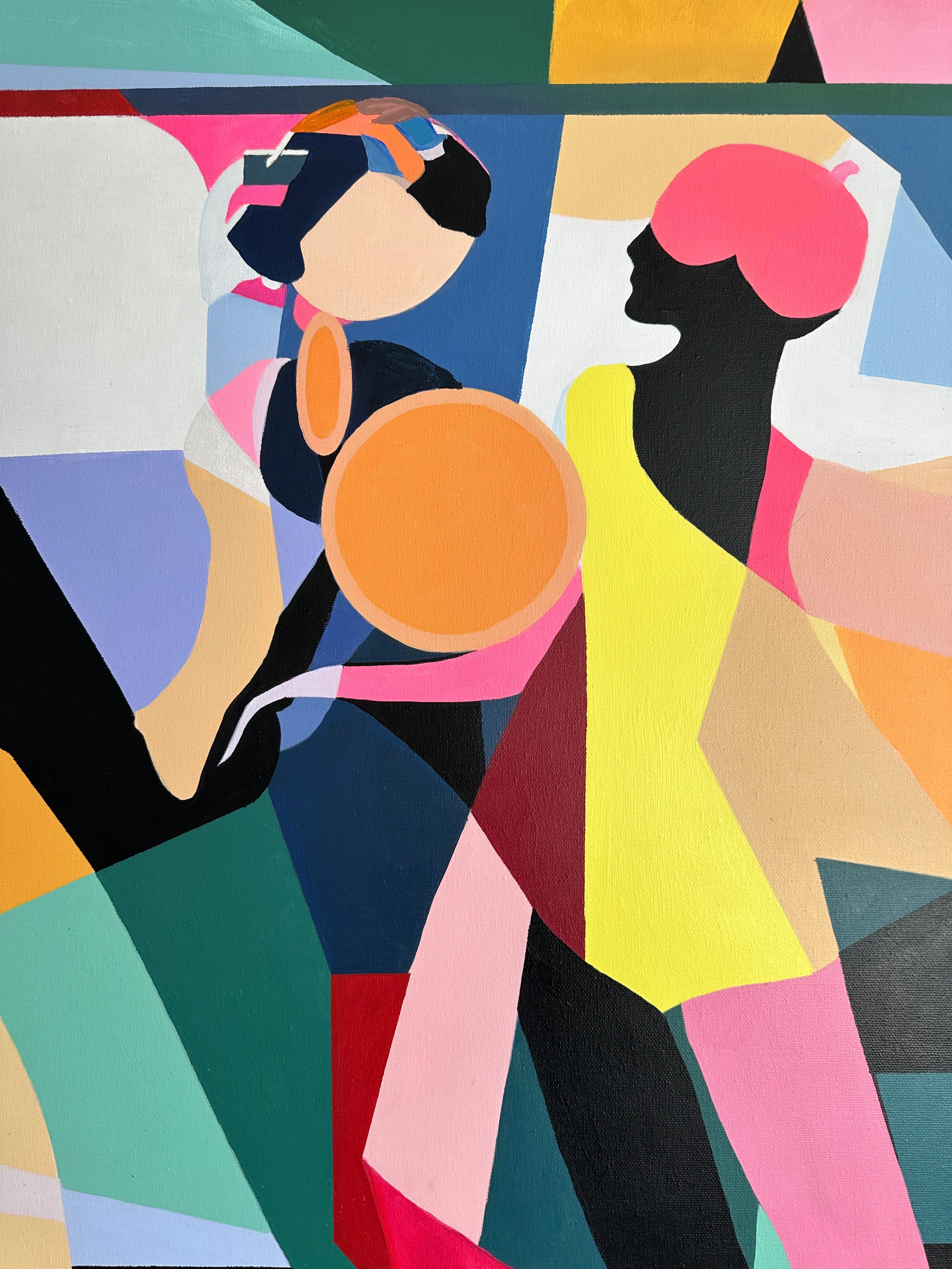 Conjunto de cuatro de Barbara Schaumann - Pintura cubista abstracta contemporánea 2