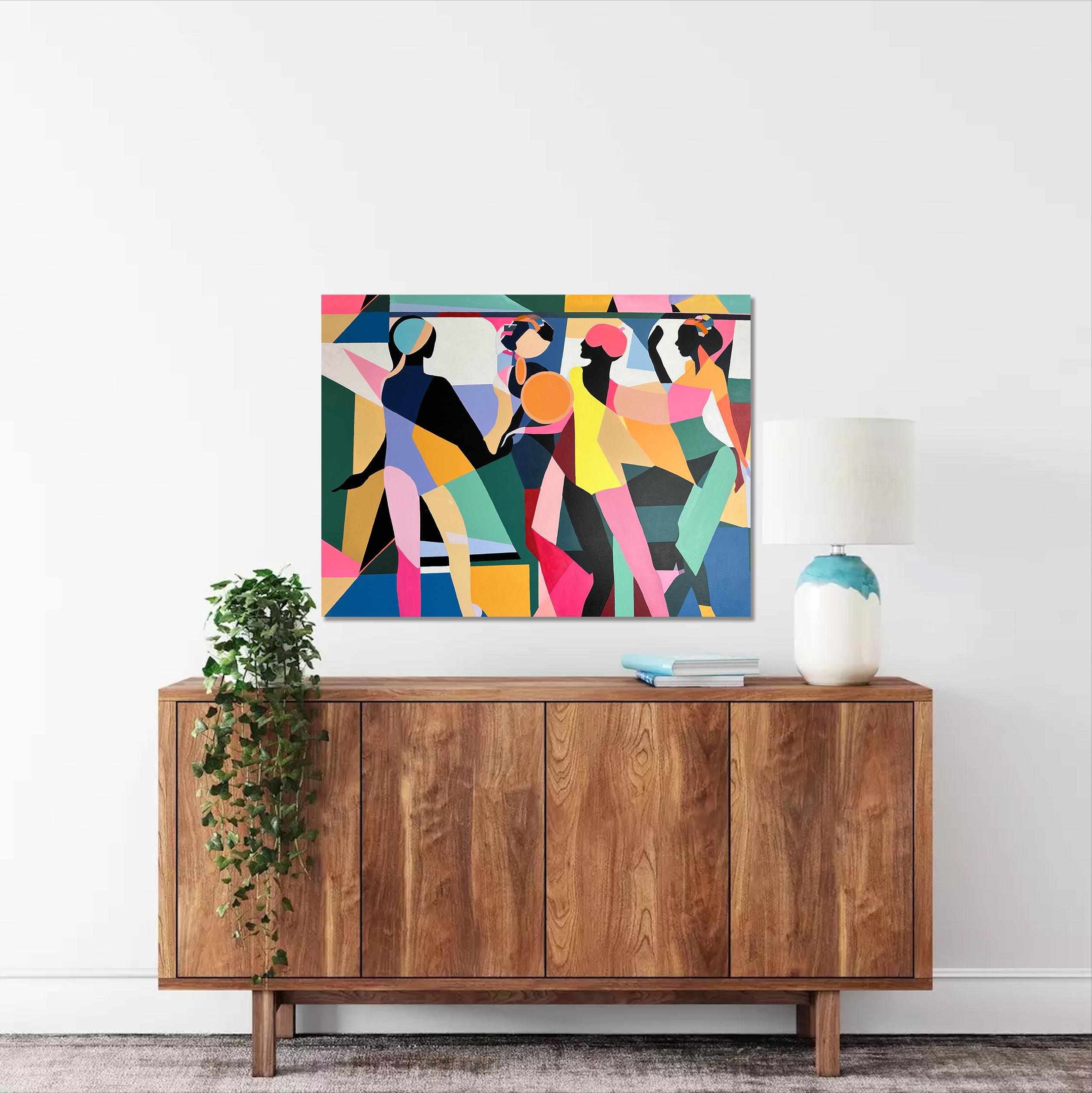 Conjunto de cuatro de Barbara Schaumann - Pintura cubista abstracta contemporánea 3