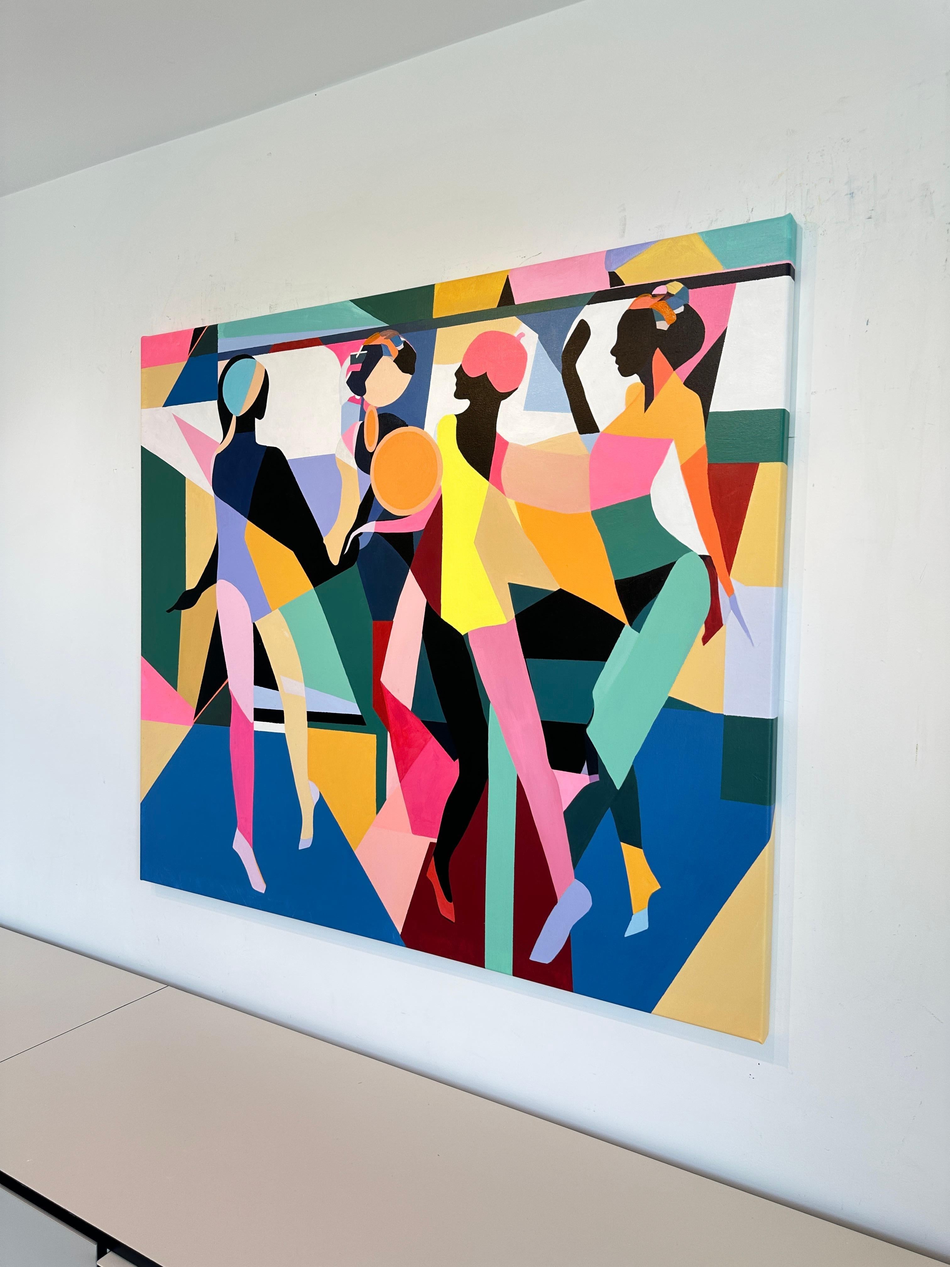 Conjunto de cuatro de Barbara Schaumann - Pintura cubista abstracta contemporánea 4