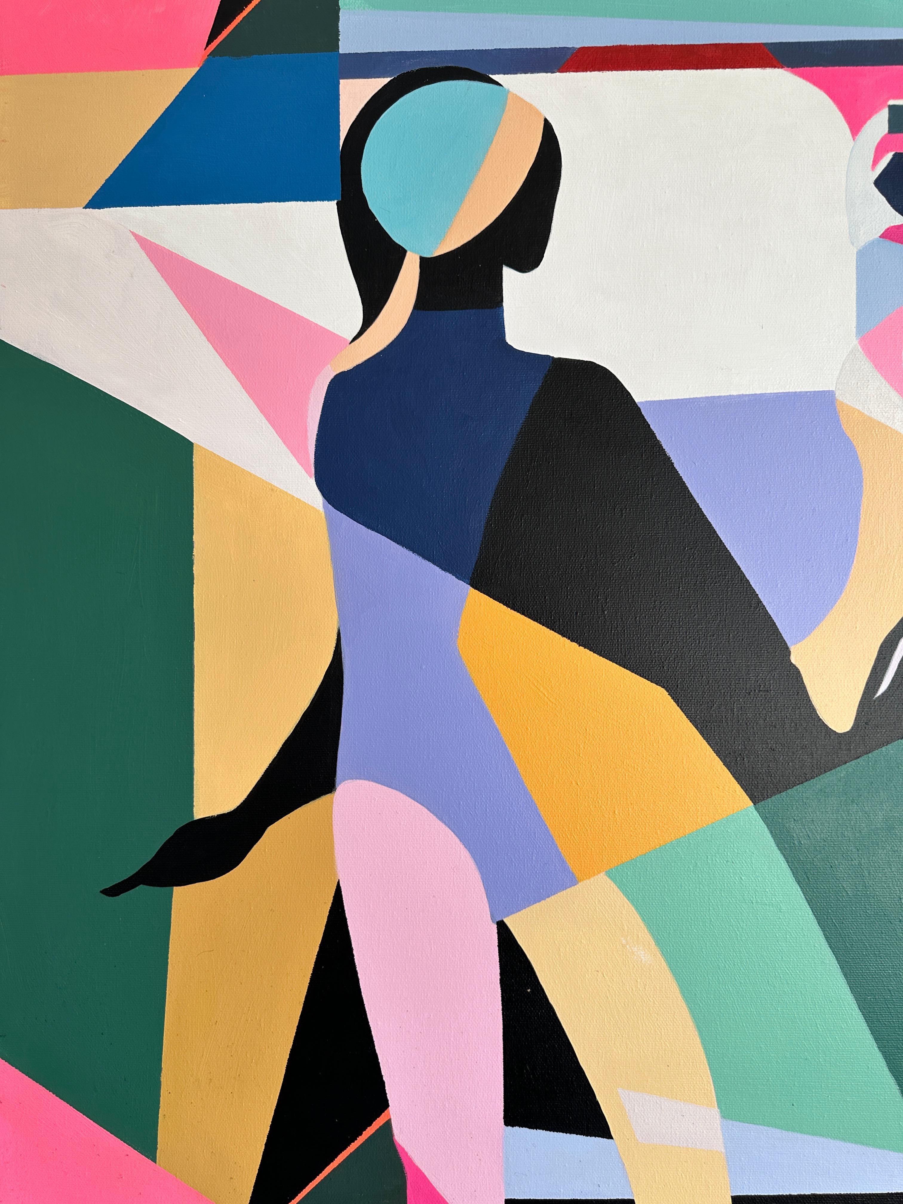 Conjunto de cuatro de Barbara Schaumann - Pintura cubista abstracta contemporánea 5