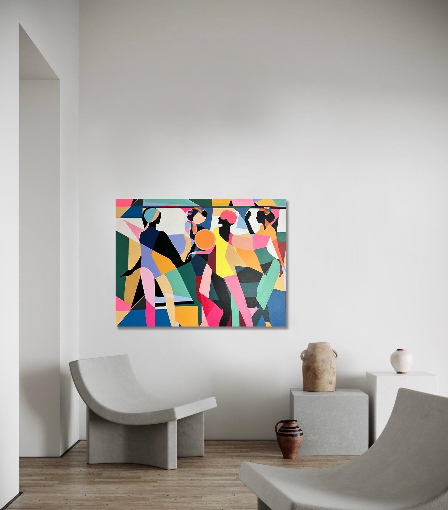 Conjunto de cuatro de Barbara Schaumann - Pintura cubista abstracta contemporánea 6