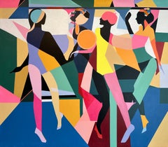 Conjunto de cuatro de Barbara Schaumann - Pintura cubista abstracta contemporánea
