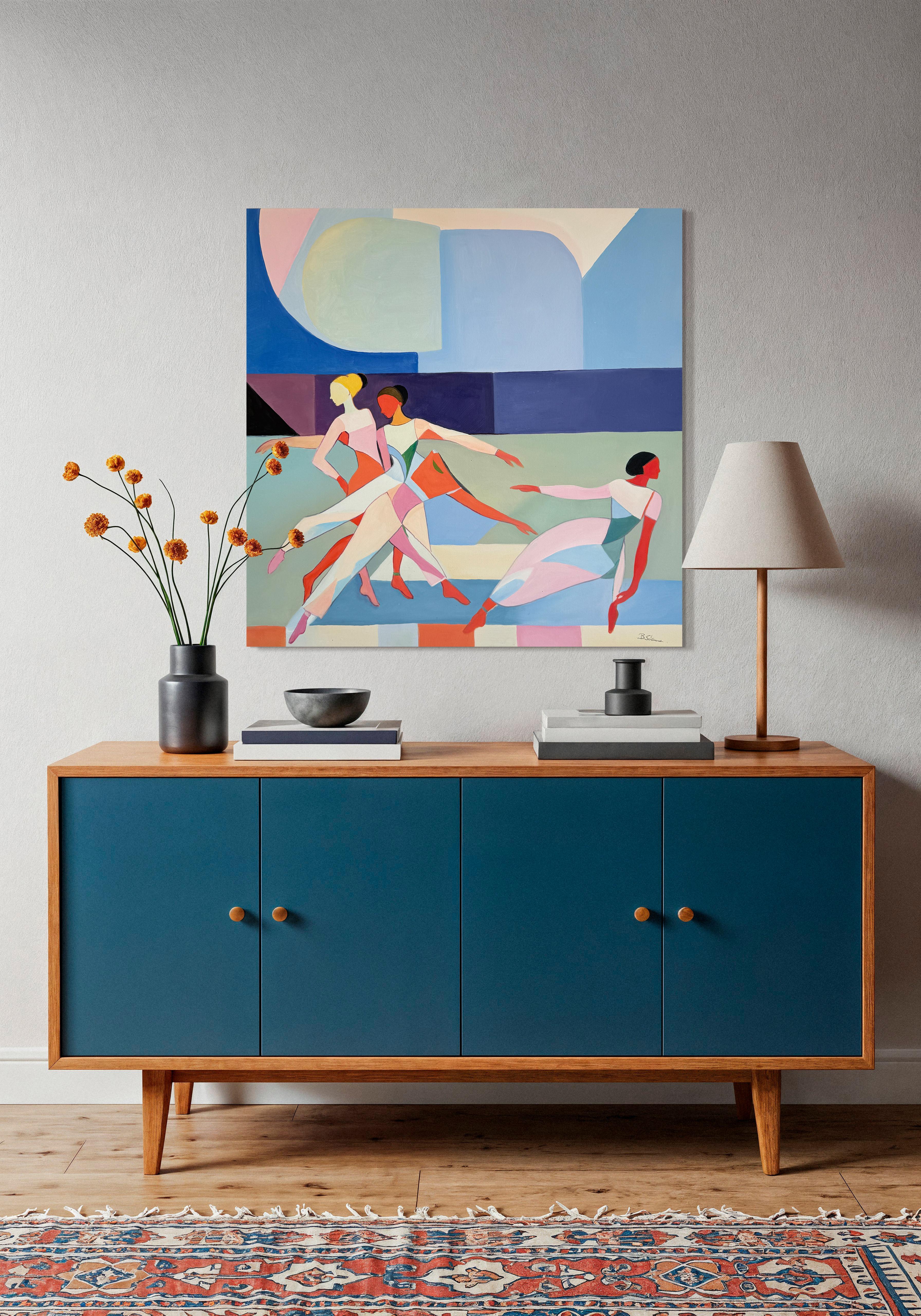 Schritte zu deinem Herzen  - B.Schaumann - Zeitgenössische Tänzer Malerei (Grau), Abstract Painting, von Barbara Schaumann