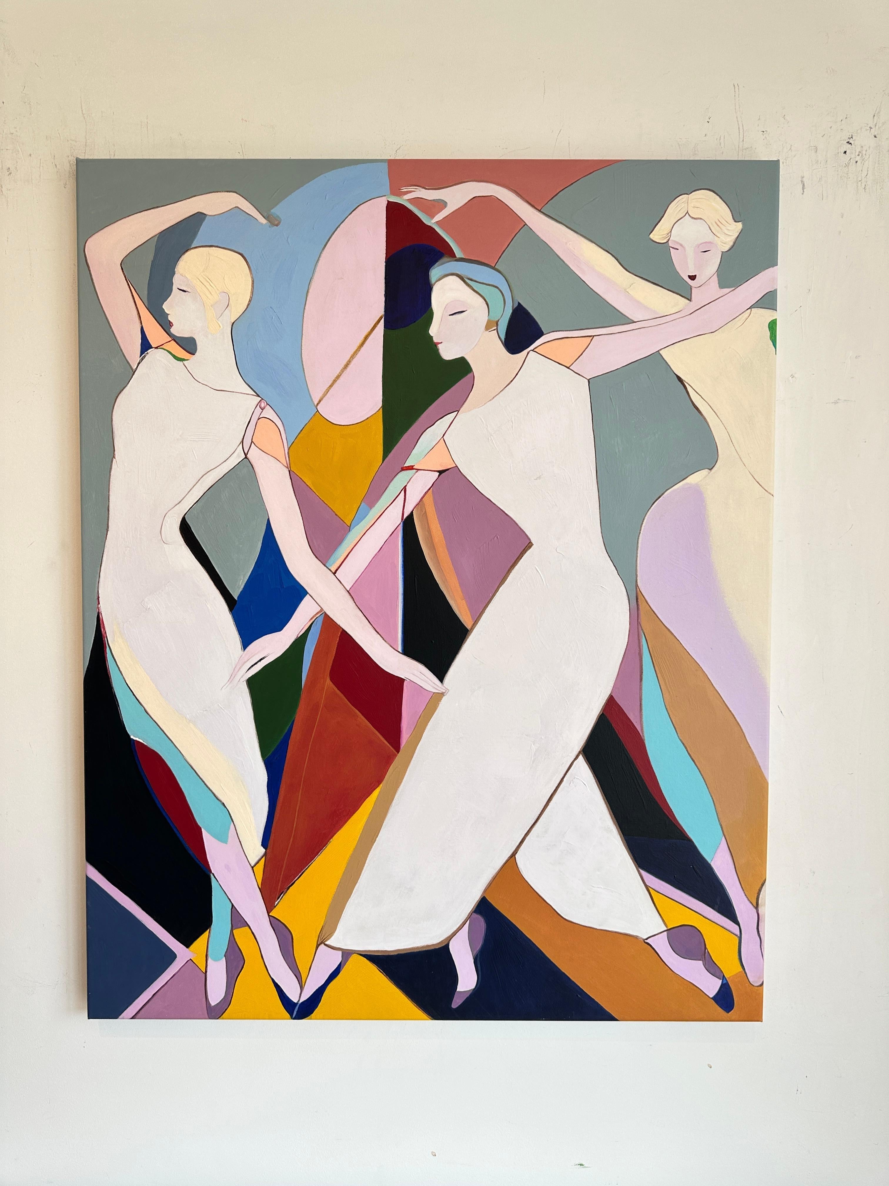 Tangled in Rhythm by B. Schaumann - Contemporary Abstract Dancers Painting en venta 7