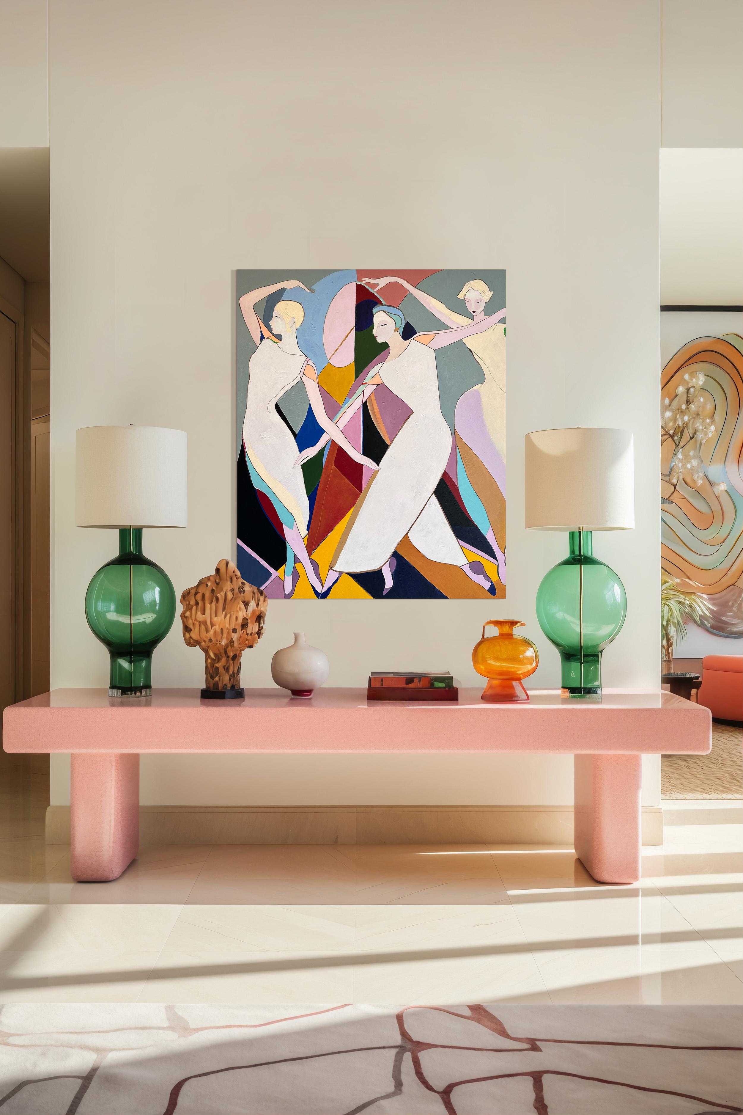 Tangled in Rhythm by B. Schaumann - Contemporary Abstract Dancers Painting en venta 8