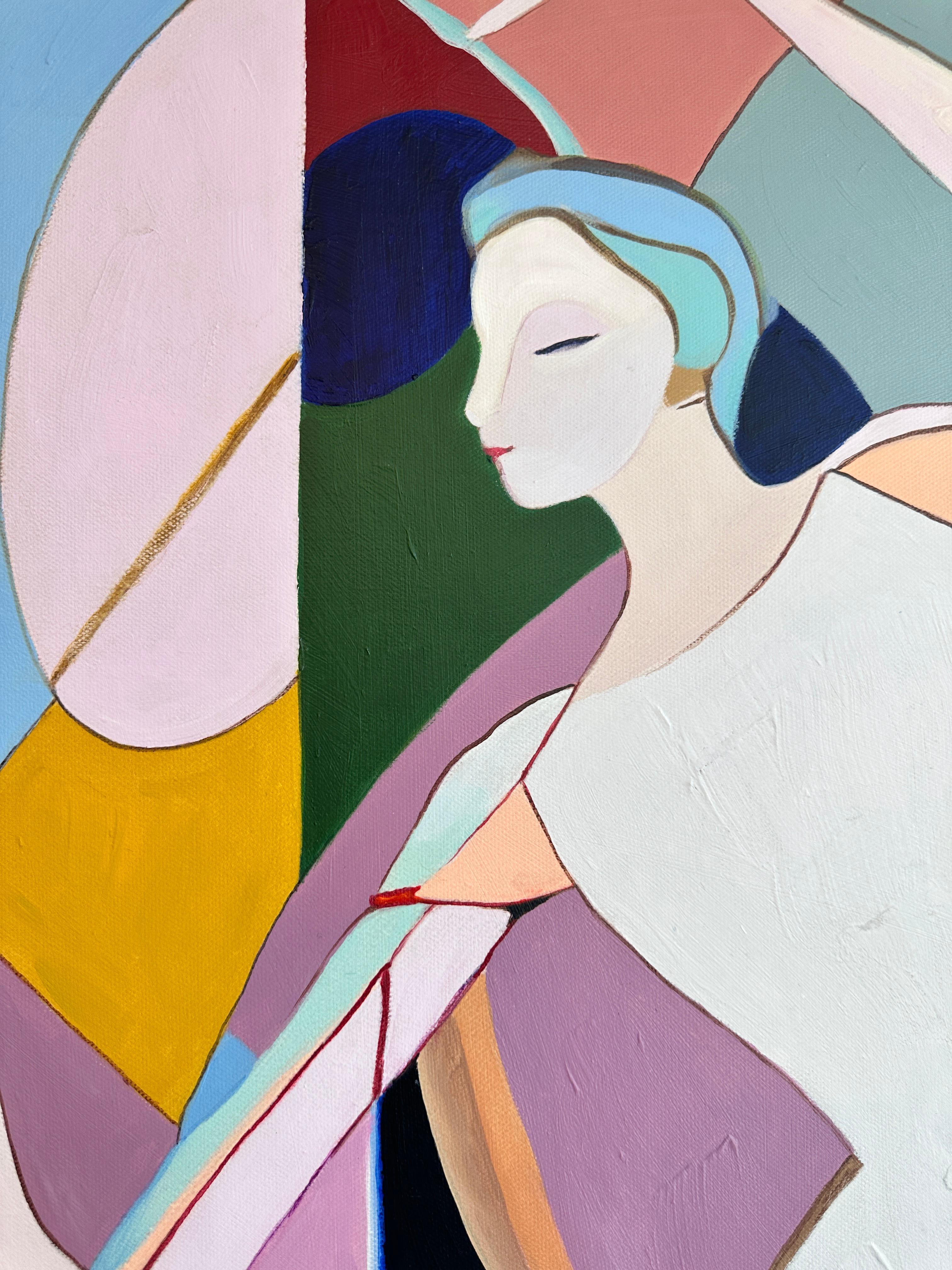 Tangled in Rhythm by B. Schaumann - Contemporary Abstract Dancers Painting en venta 2