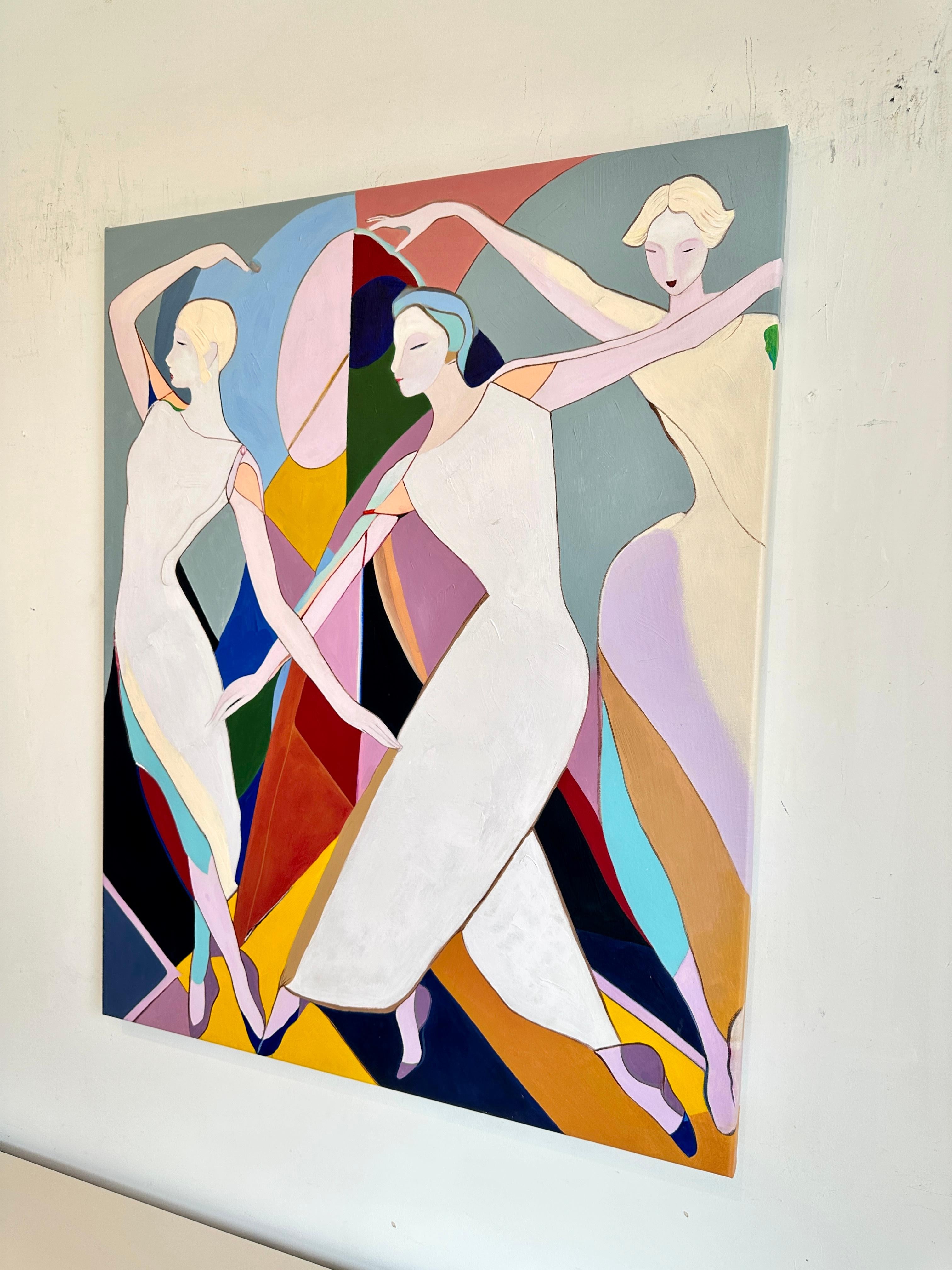 Tangled in Rhythm by B. Schaumann - Contemporary Abstract Dancers Painting en venta 3