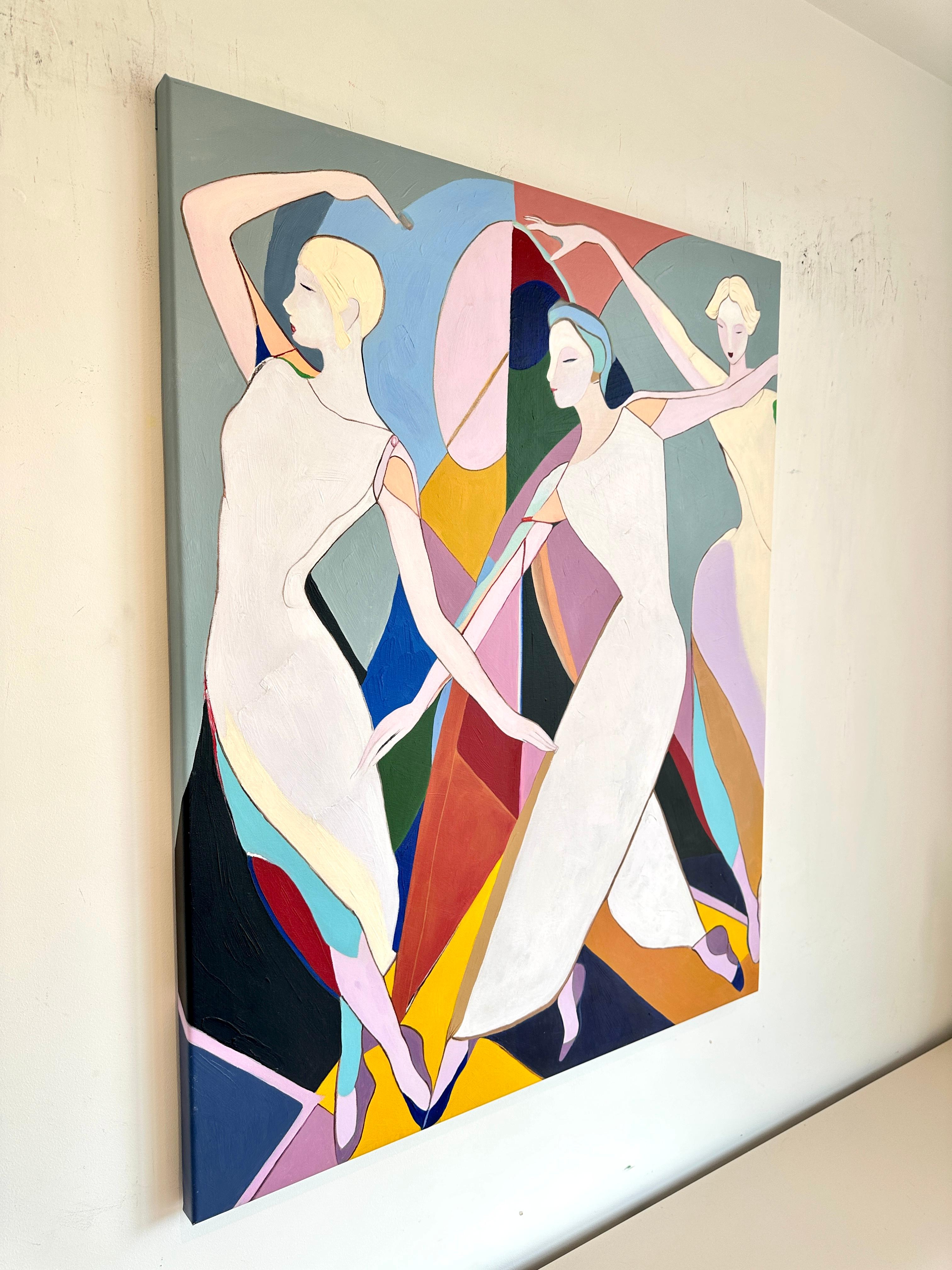 Tangled in Rhythm by B. Schaumann - Contemporary Abstract Dancers Painting en venta 5