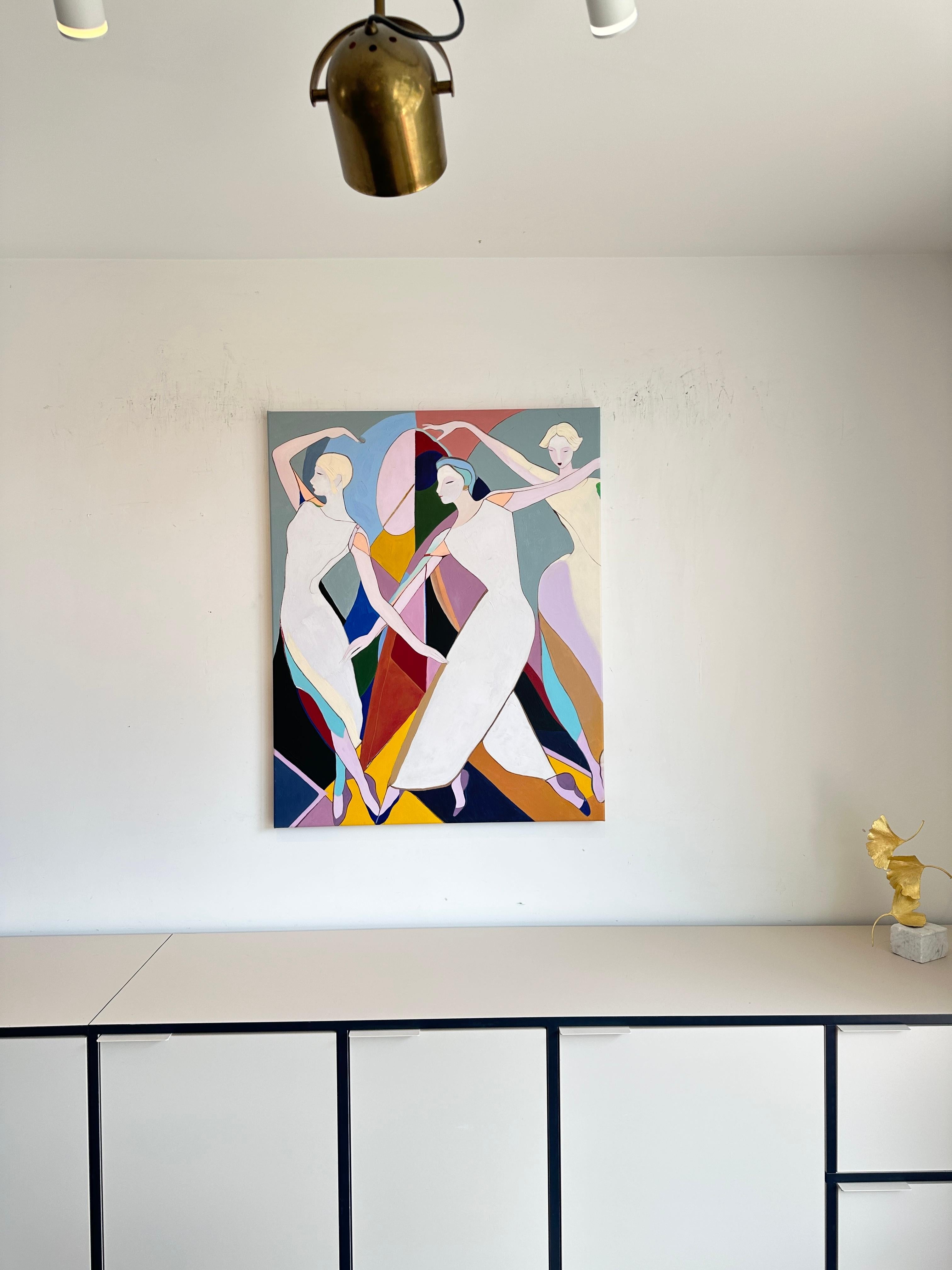 Tangled in Rhythm by B. Schaumann - Contemporary Abstract Dancers Painting en venta 6