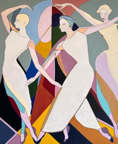 Tangled in Rhythm by B. Schaumann - Contemporary Abstract Dancers Painting