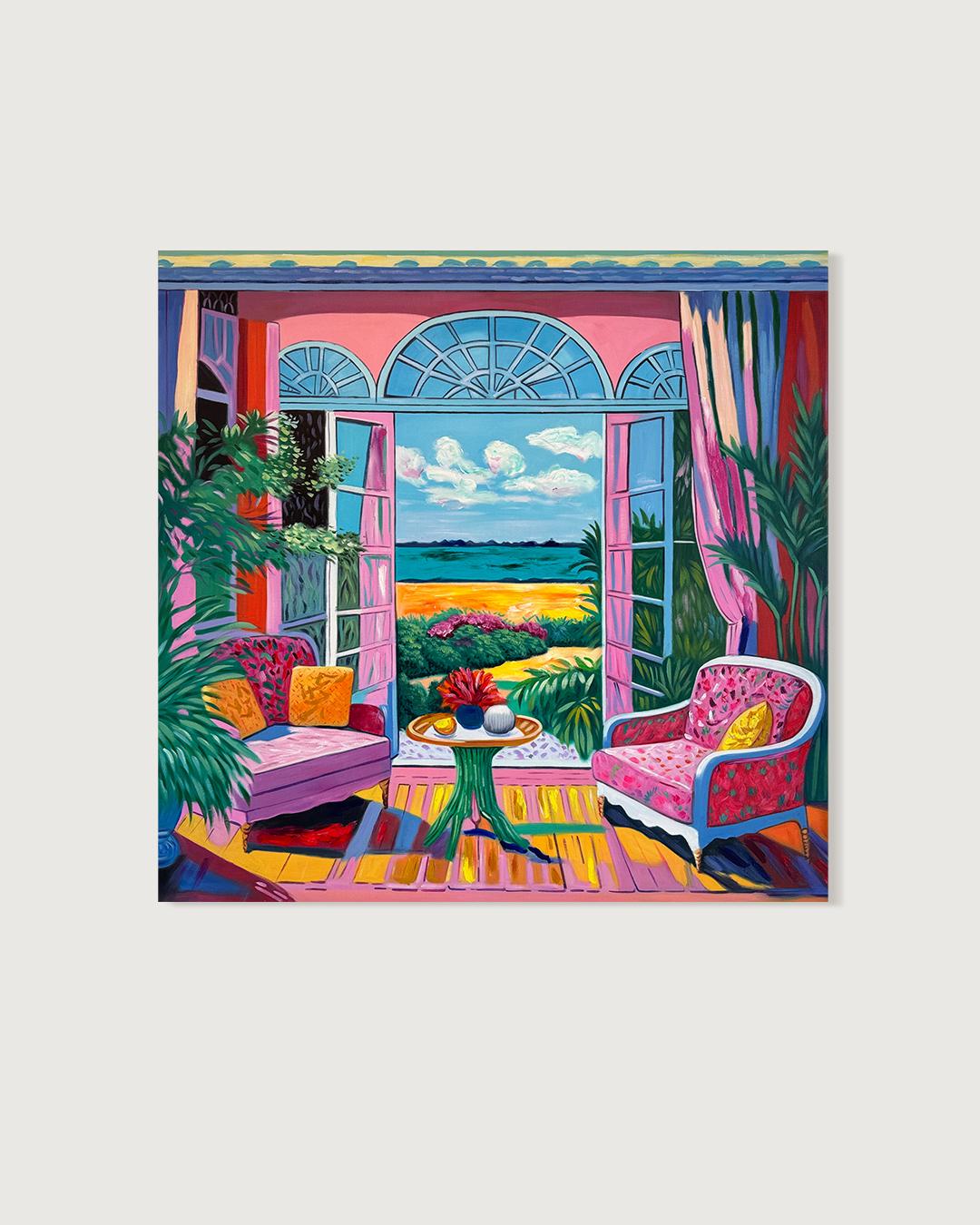 The air between us moved like - B.Schaumann Contemporary architectural Painting (Grau), Figurative Painting, von Barbara Schaumann