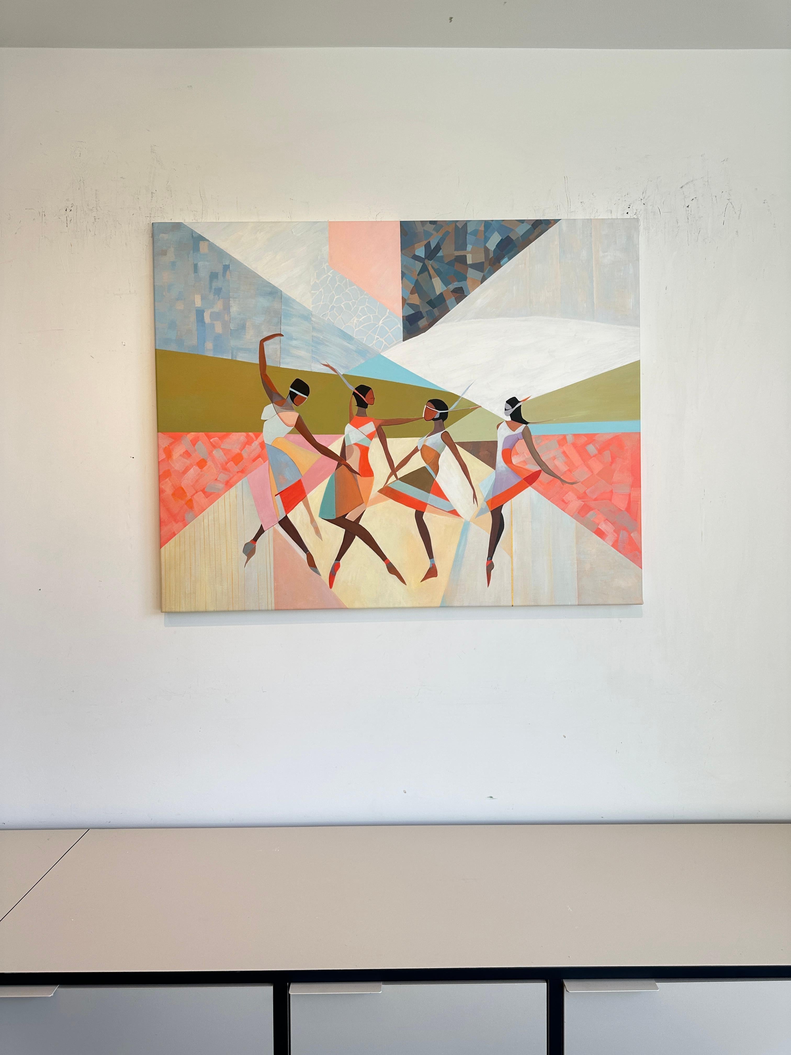 The dance of Friendship by B. Schaumann - Contemporary Abstract Dancers Painting en venta 7